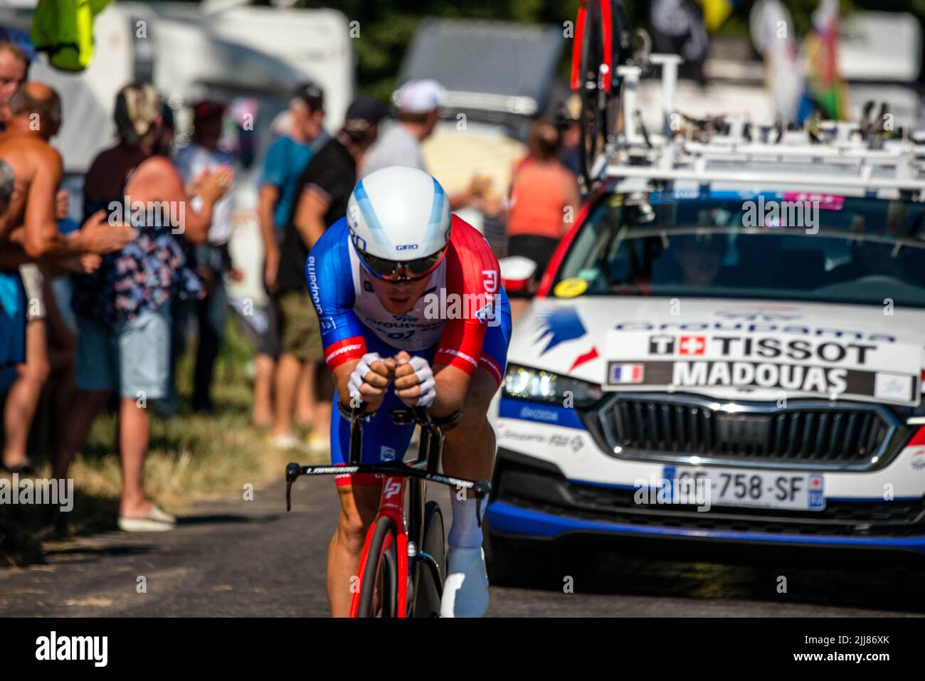 Valentin Madouas de Groupama - FDJ en actionn pendant la phase 20 du Tour de France, Lacapelle-Marival à Rocamadour, le samedi 23 juillet 2022. Photo de Denis Prezat/ABACAPRESS.COM Banque D'Images