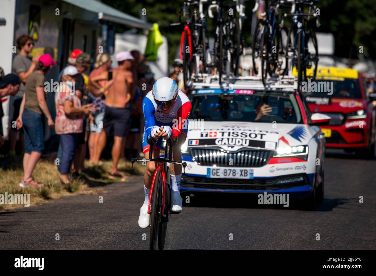 David Gaudu, Groupama - FDJ en action pendant la phase 20 du Tour de France, Lacapelle-Marival à Rocamadour, le samedi 23 juillet 2022. Photo de Denis Prezat/ABACAPRESS.COM Banque D'Images