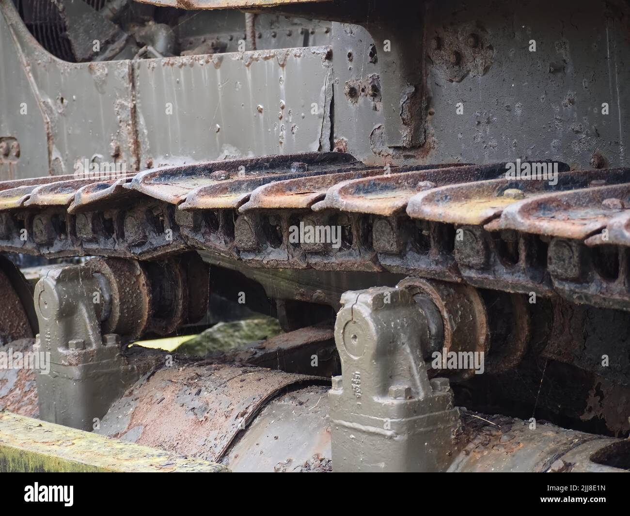 Chaîne caterpillar bulldozer Cat à usage militaire à Espinho Banque D'Images