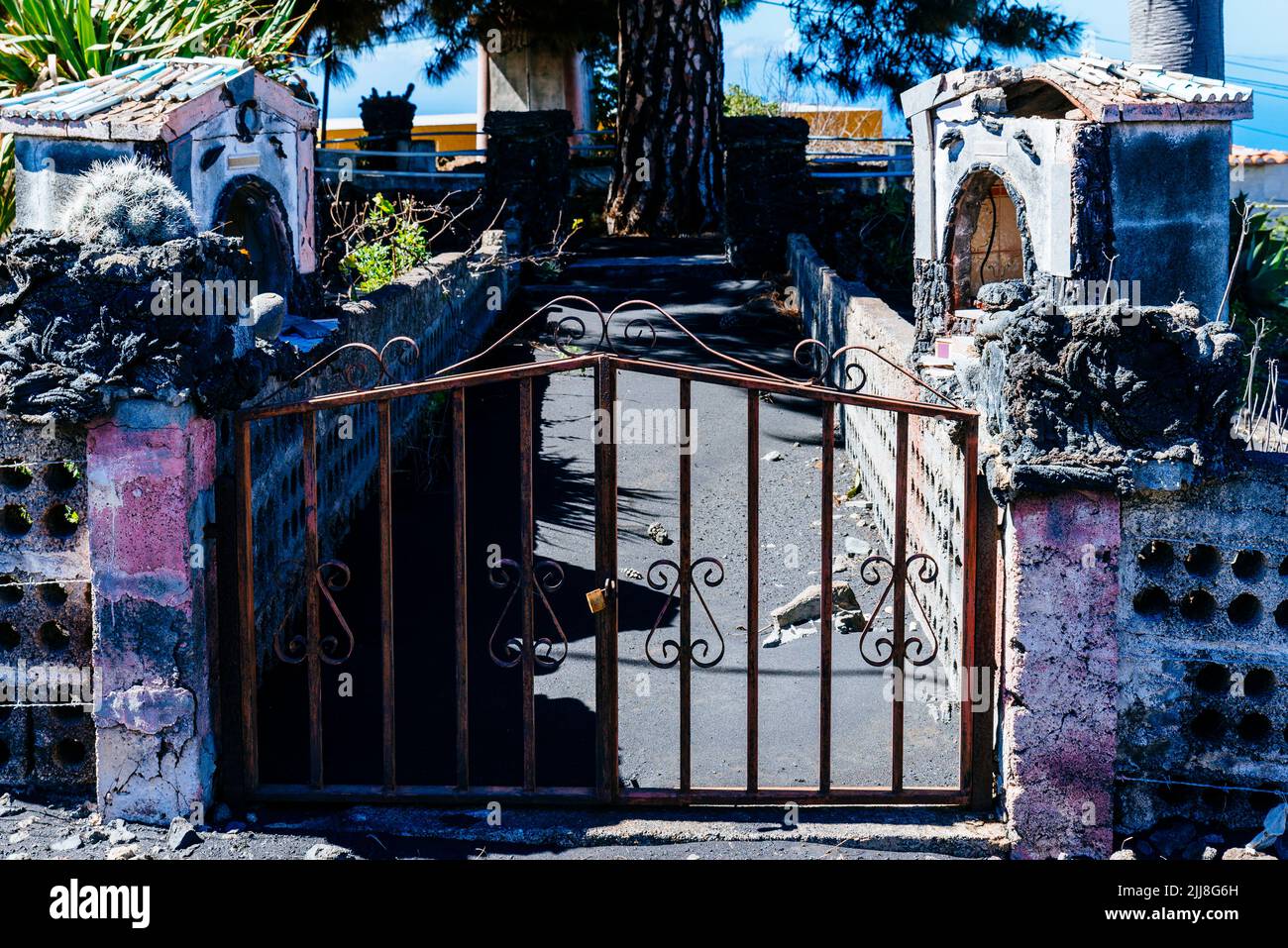 Maison détruite par l'éruption du volcan Takogaite. El Paraiso, El Paso, la Palma, Îles Canaries, Espagne Banque D'Images