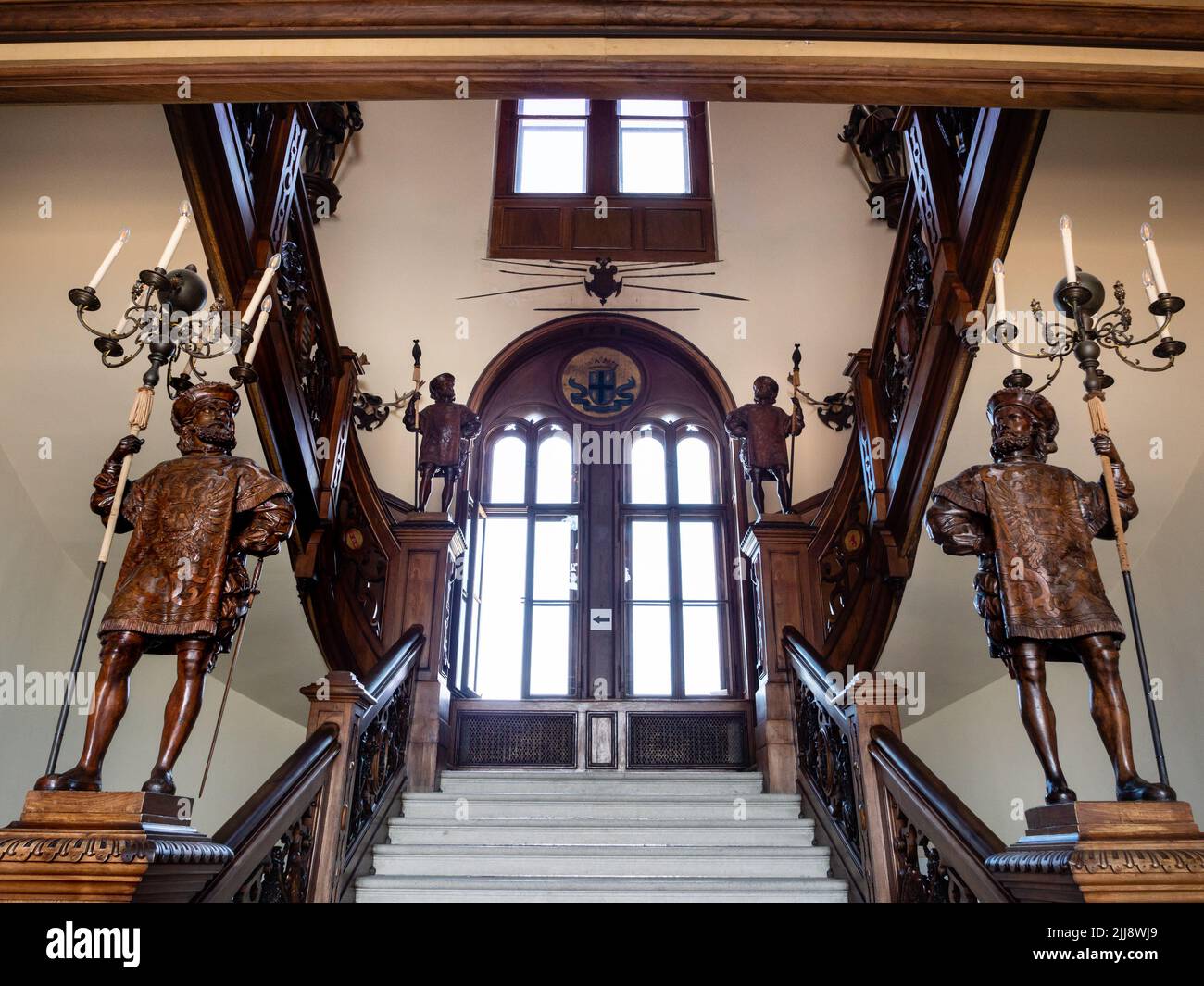 Grignano, Italie - 26 juin 2022: Château de Miramare escalier principal à Grignano près de Terst, Italie Banque D'Images