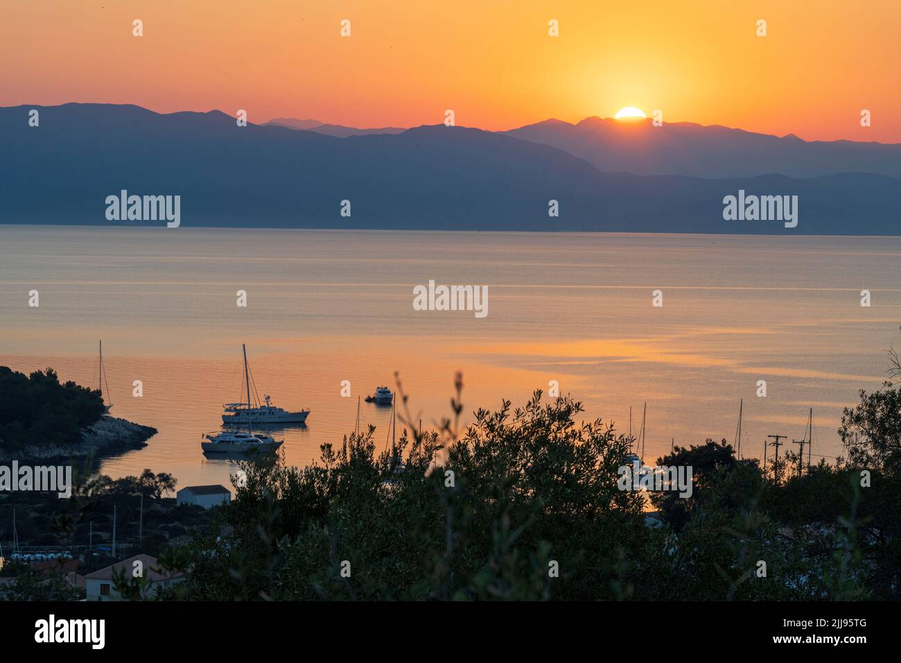 Lever de soleil sur Paxos Grèce Banque D'Images