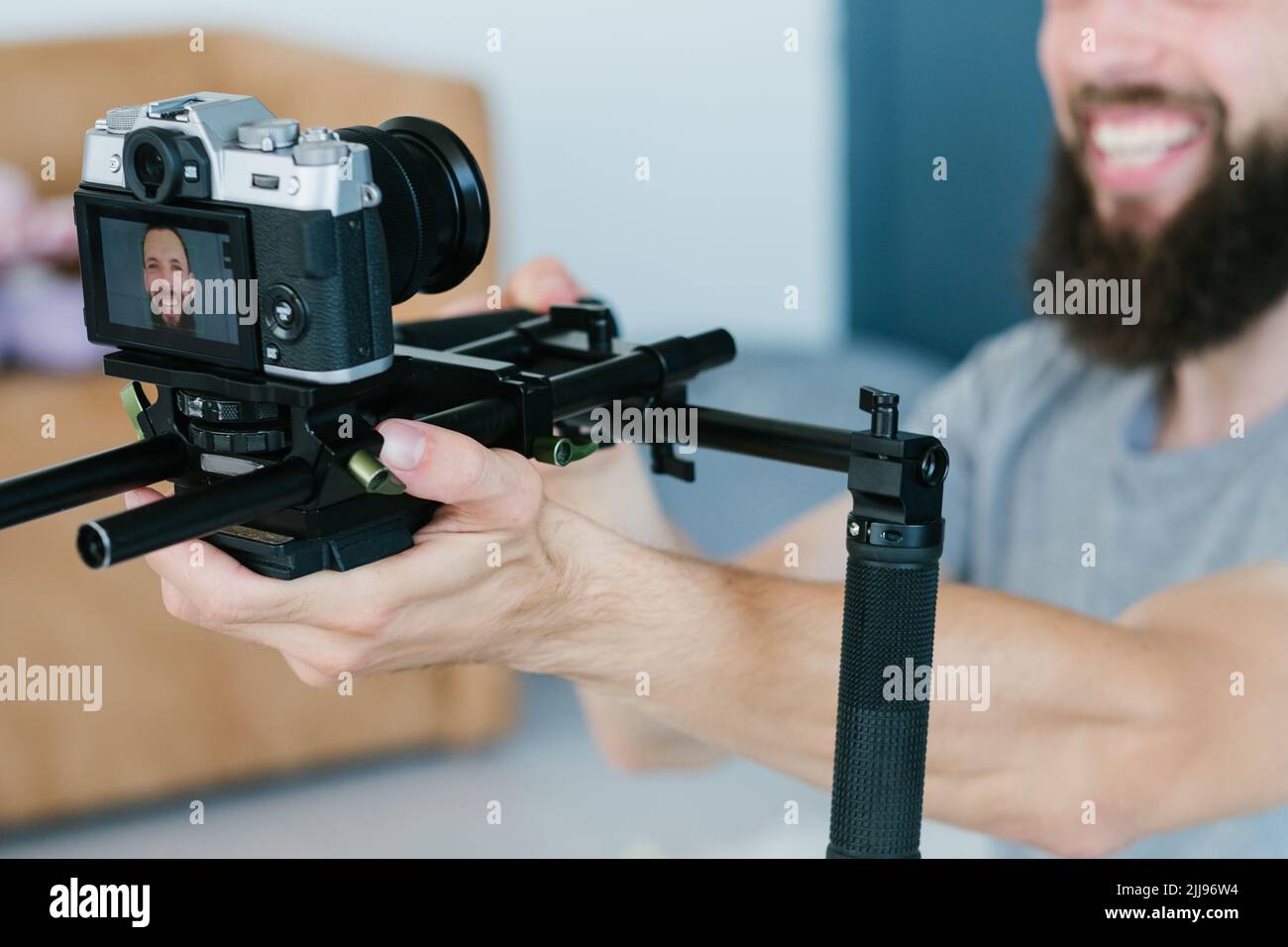 technologie photo équipement vidéo caméra blog homme Banque D'Images