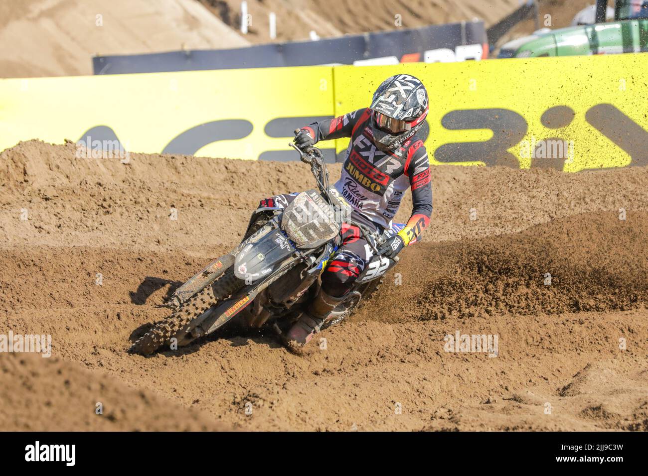 Lommel. Belgique, 24/07/2022, Belge Brent Van doninck photographié en action pendant le Grand Prix de Flandre du MXGP, 14th (sur 18) course du Championnat du monde FIM Motocross, dimanche 24 juillet 2022 à Lommel. BELGA PHOTO MARIJN DE KEYZER Banque D'Images