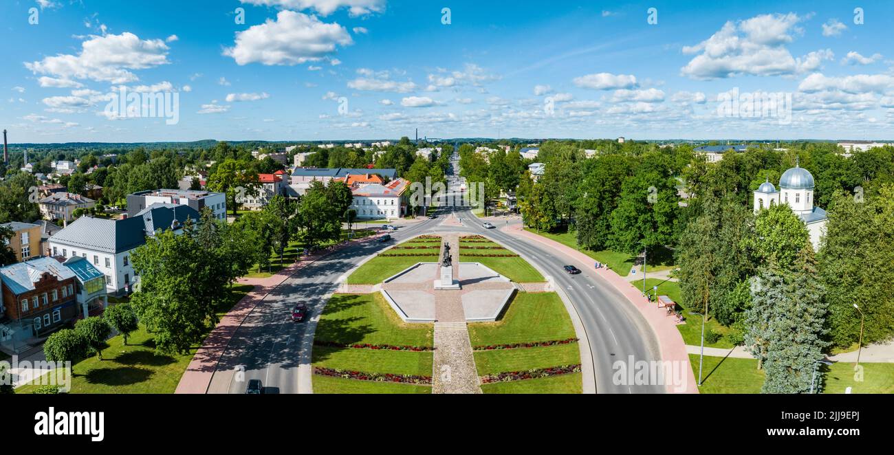 Vue aérienne de la ville de Rezekne en Lettonie. Banque D'Images