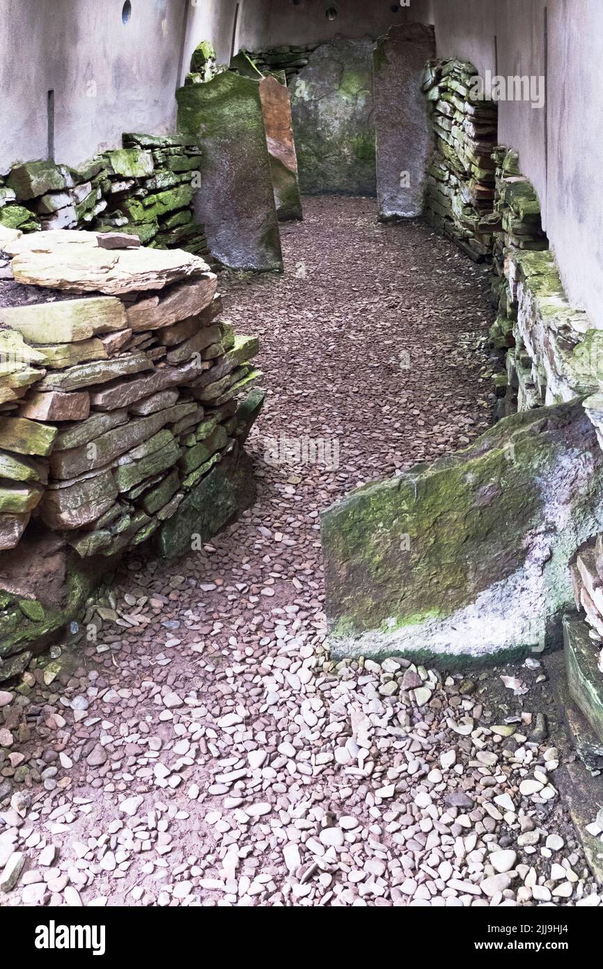 dh Blackhammer Cairn ROUSAY ORKNEY Chambre de sépulture préhistorique intérieur île Néolithique chambered cairns Banque D'Images