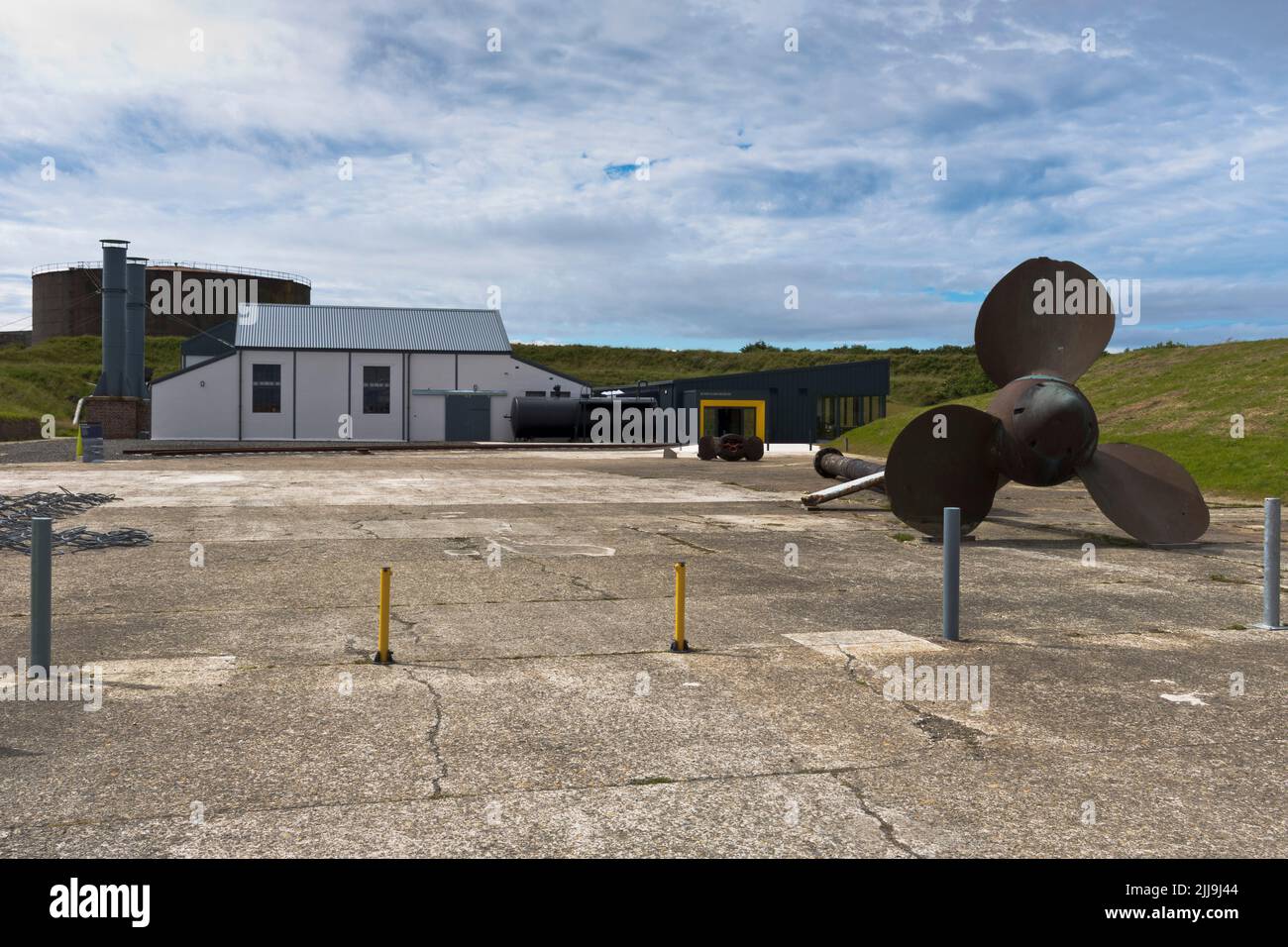 dh Lyness Scapa Flow Museum HOY ORKNEY Visitor Center Musées entrée pompe à huile hangar HMS Hampshires navire propulseur hampshire Banque D'Images