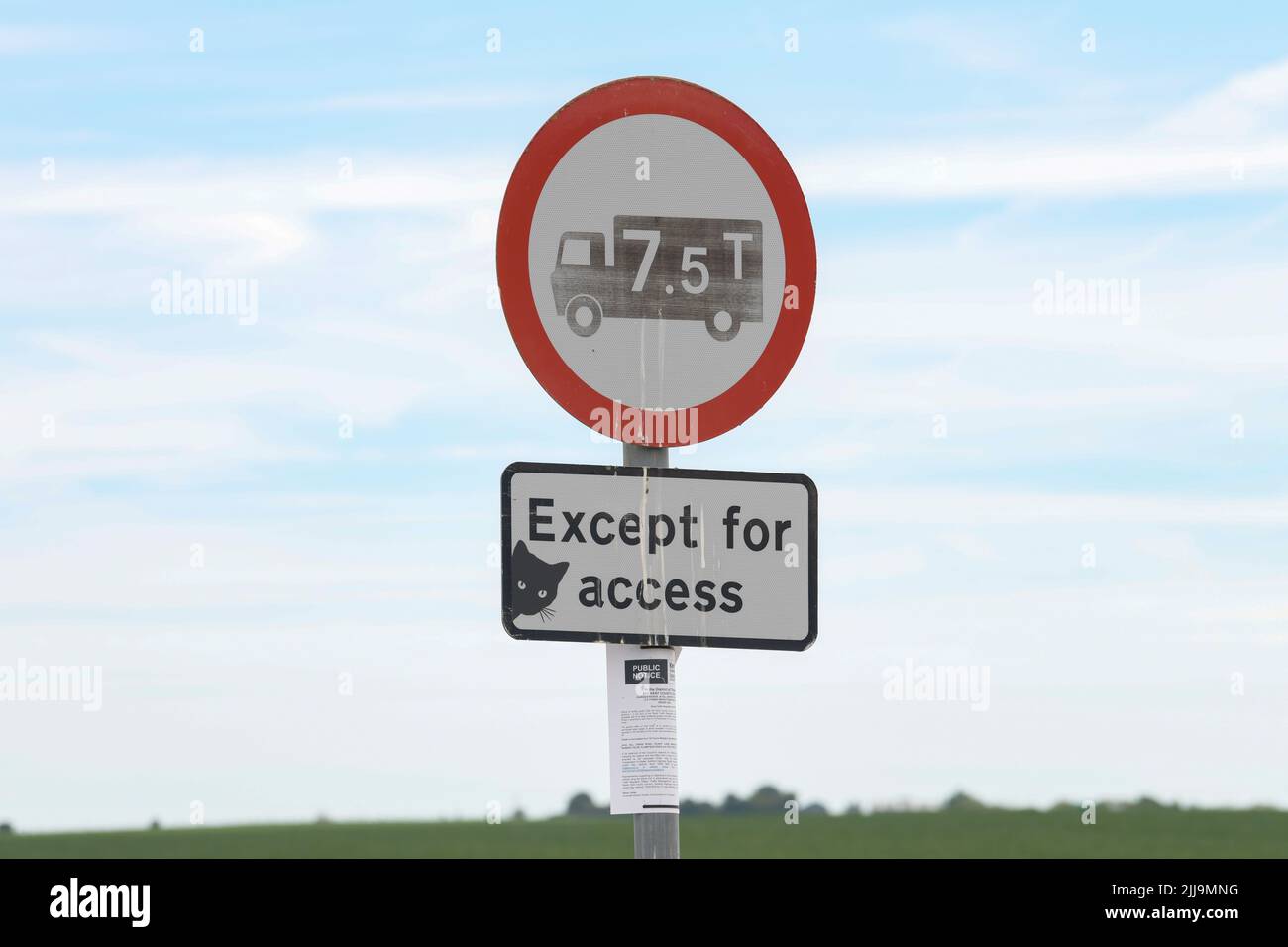 Autocollant chat noir sur le panneau de route à Kent, Angleterre, Royaume-Uni Banque D'Images