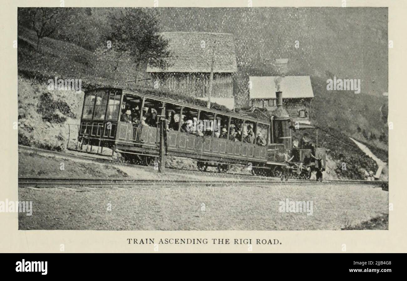 Train Ascendant la route de Rigi de l'article ' LES SYSTÈMES FERROVIAIRES INCLINÉS DU MONDE ' par Theodore C. Ives du magazine Engineering CONSACRÉ AU PROGRÈS INDUSTRIEL Volume VII avril à septembre, 1894 NEW YORK le magazine Engineering Co Banque D'Images