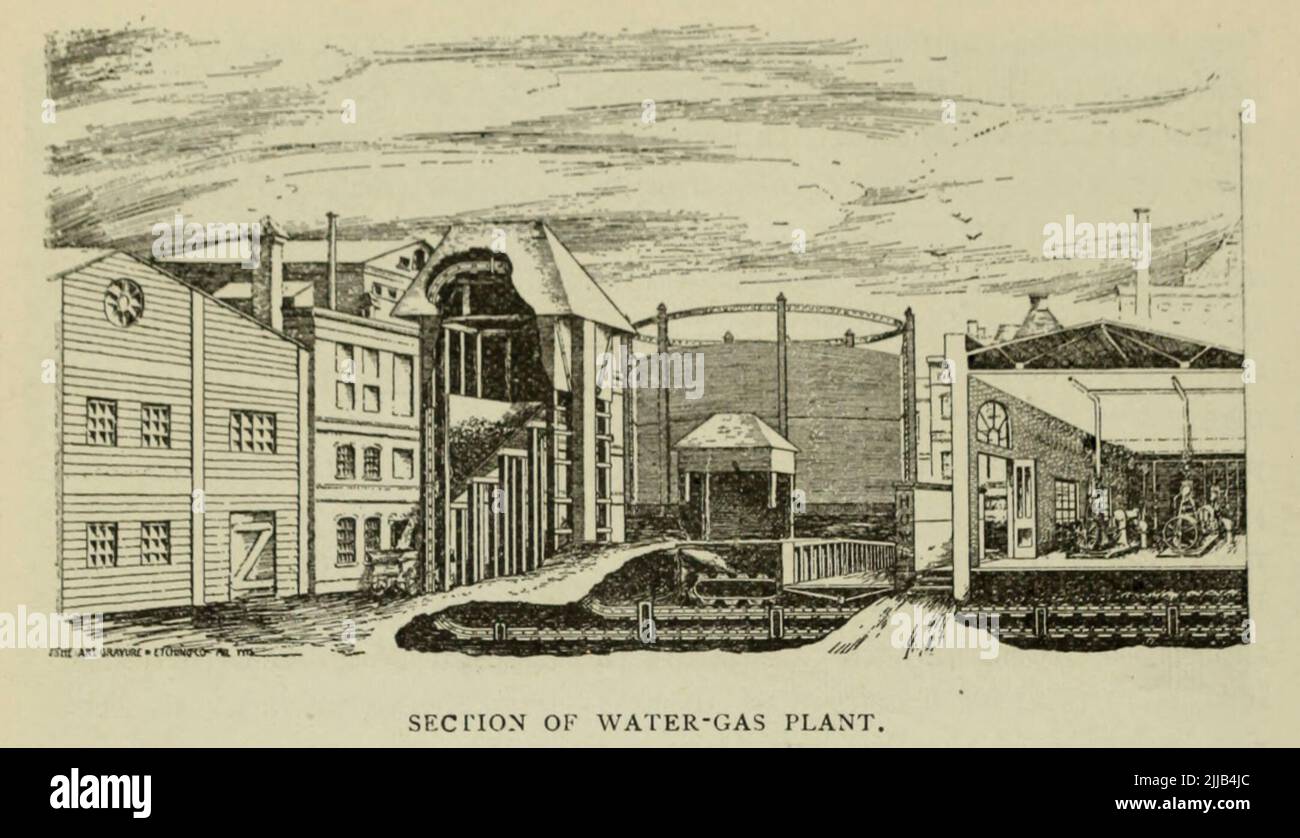 Section d'une usine de gaz d'eau de l'article « CHARBON-GAZ ET EAU-GAZ COMPARÉ » par C. J. R. Humphreys. Du magazine Engineering CONSACRÉ AU PROGRÈS INDUSTRIEL Volume VII avril à septembre 1894 NEW YORK The Engineering Magazine Co Banque D'Images