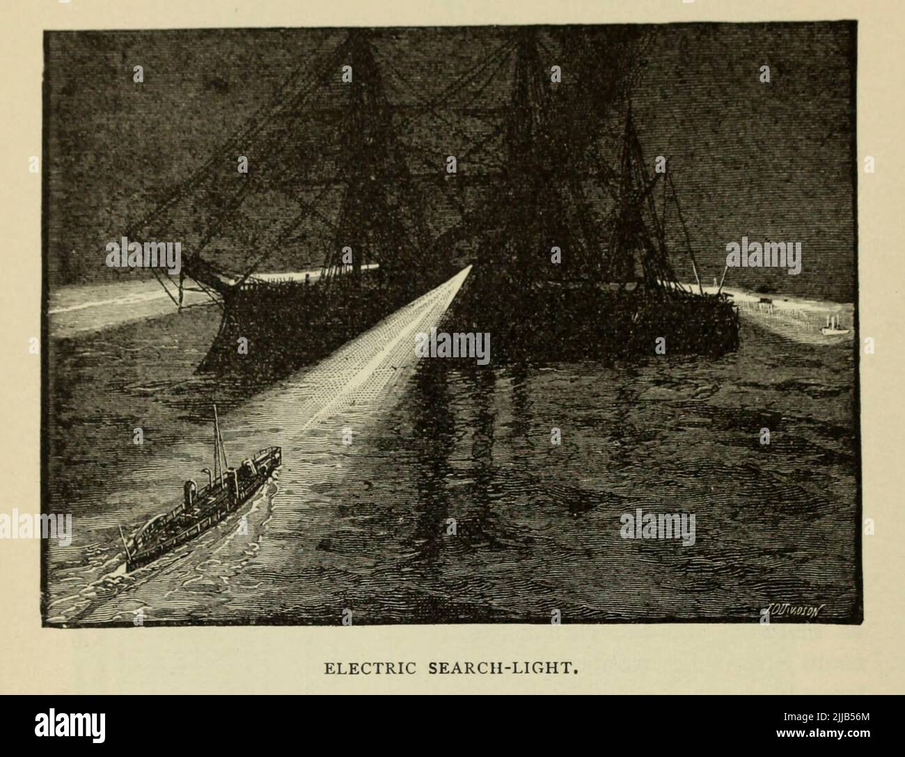 Electric Search Lights de l'article « LES DÉBUTS ET L'AVENIR DE L'ARC-LAMP » par S. M. Hamill du magazine Engineering CONSACRÉ AU PROGRÈS INDUSTRIEL Volume VII avril à septembre 1894 NEW YORK The Engineering Magazine Co Banque D'Images