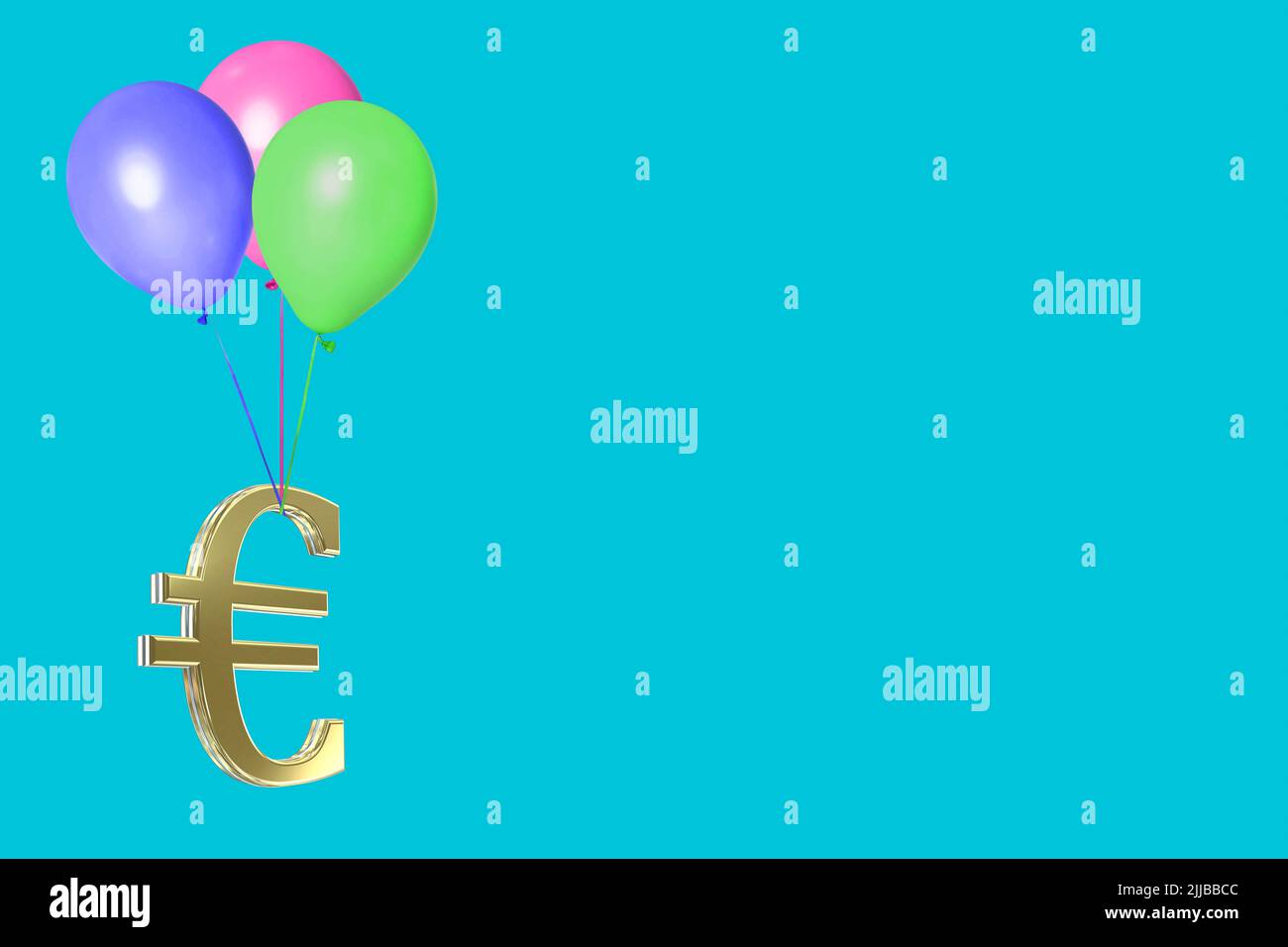 3D symboles or symbole de monnaie euro signe signes isolés sur fond bleu coloré concept d'inflation de l'euro Banque D'Images