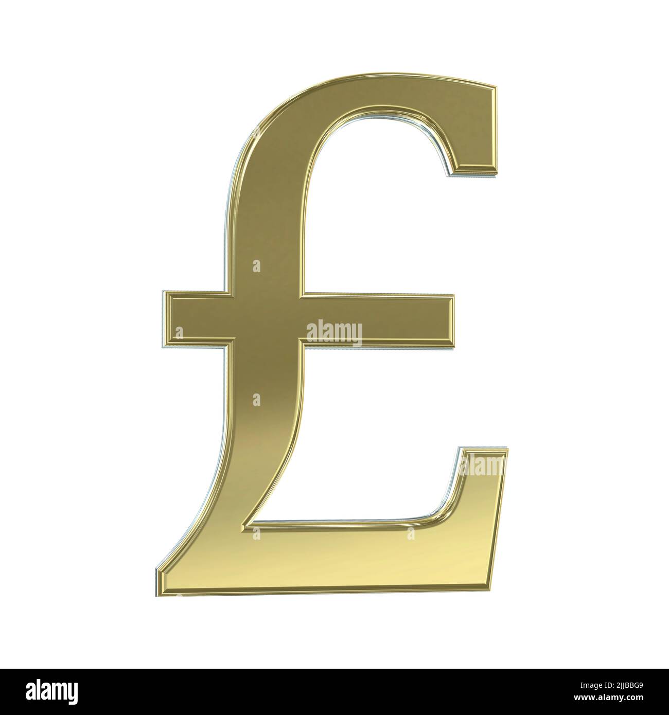3D or argent £ livre sterling symbole de devise symboles signe signes découpé isolé sur fond blanc Banque D'Images