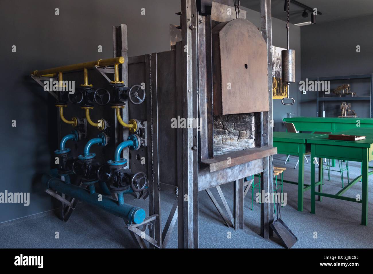 Ancien four métallurgique dans les ateliers scolaires, Musée de la région industrielle centrale - COP à Stalowa Wola, capitale du comté de Stalowa Wola à Polan Banque D'Images