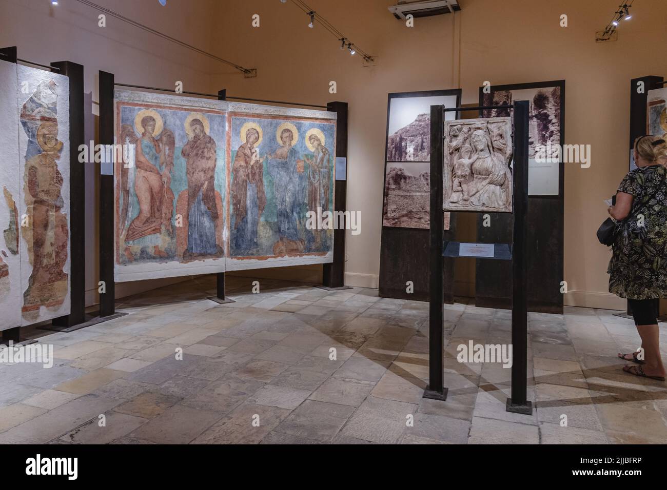 Collection byzantine dans l'ancienne forteresse vénitienne de la ville de Corfou sur une île grecque de Corfou Banque D'Images