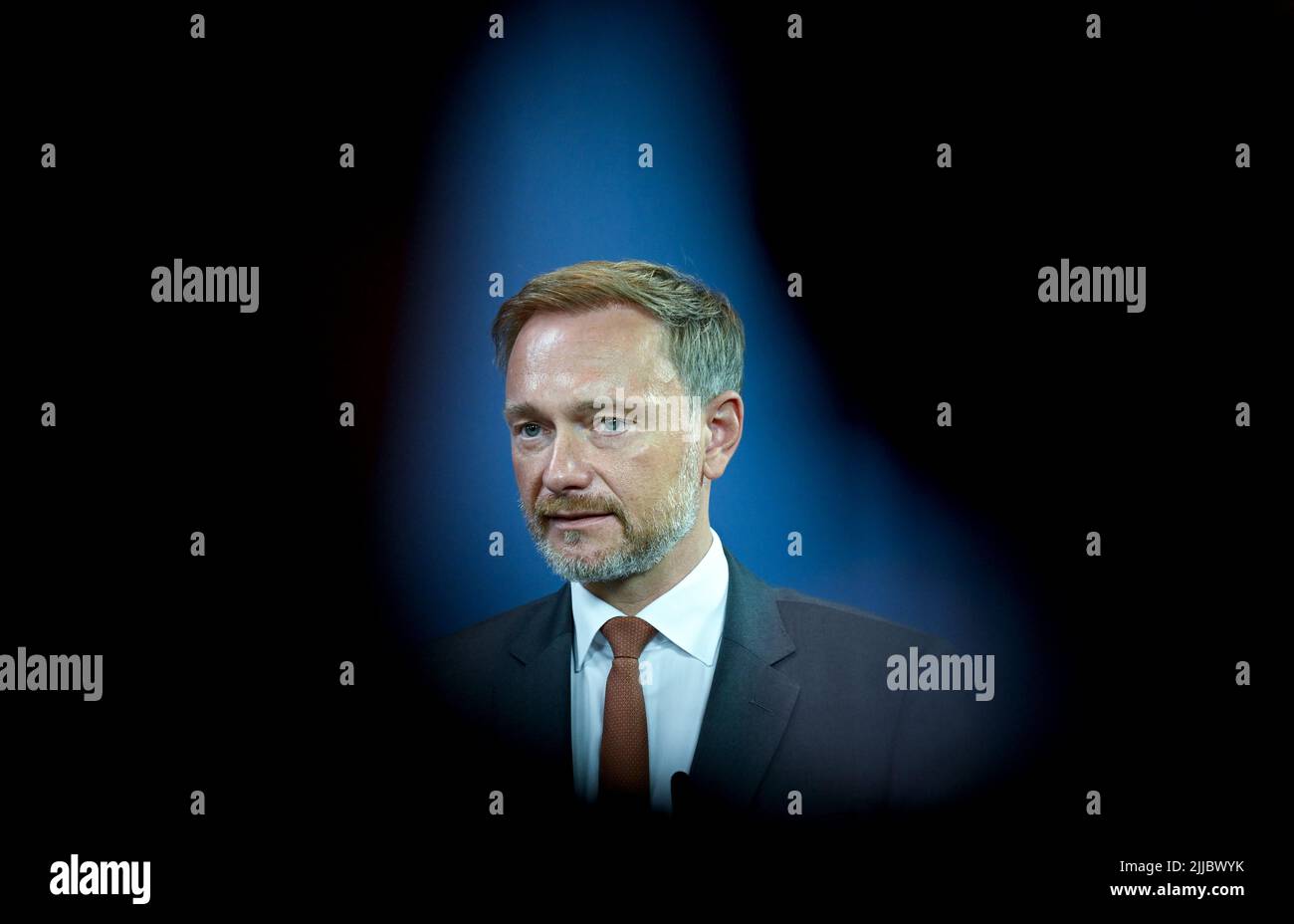 Berlin, Allemagne. 25th juillet 2022. Christian Lindner (FDP), ministre fédéral des Finances, s'exprime lors d'une conférence de presse sur la politique financière européenne. Credit: Britta Pedersen/dpa/Alay Live News Banque D'Images