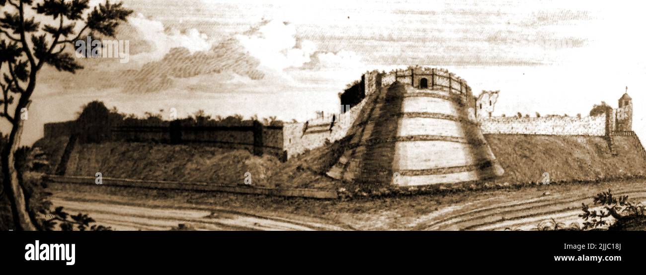 Histoire de Lincoln, Angleterre - Lincoln Castle (Royaume-Uni) tel qu'il est apparu dans le 18th siècle. Après la victoire de Guillaume le Conquérant à la bataille de Hastings en 1066, il a toujours dû faire face à une résistance continue et a ordonné la construction du château de Lincoln sur le site d'une construction romaine antérieure. Banque D'Images