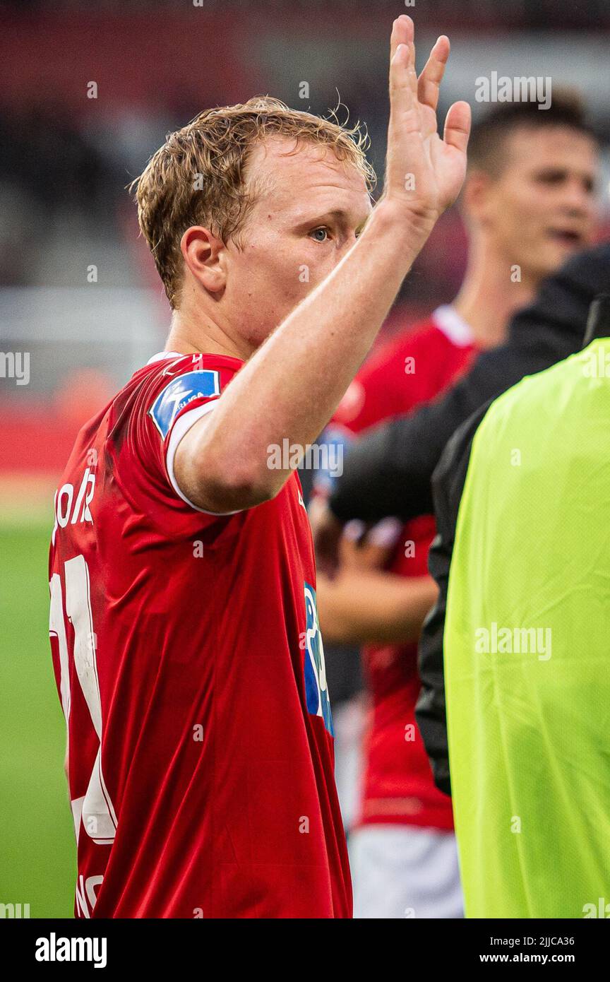 Herning, Danemark. 22nd, juillet 2022. Anders Klynge de Silkeborg SI vu après le match Superliga de 3F entre FC Midtjylland et Silkeborg SI à MCH Arena à Herning. (Crédit photo: Gonzales photo - Morten Kjaer). Banque D'Images