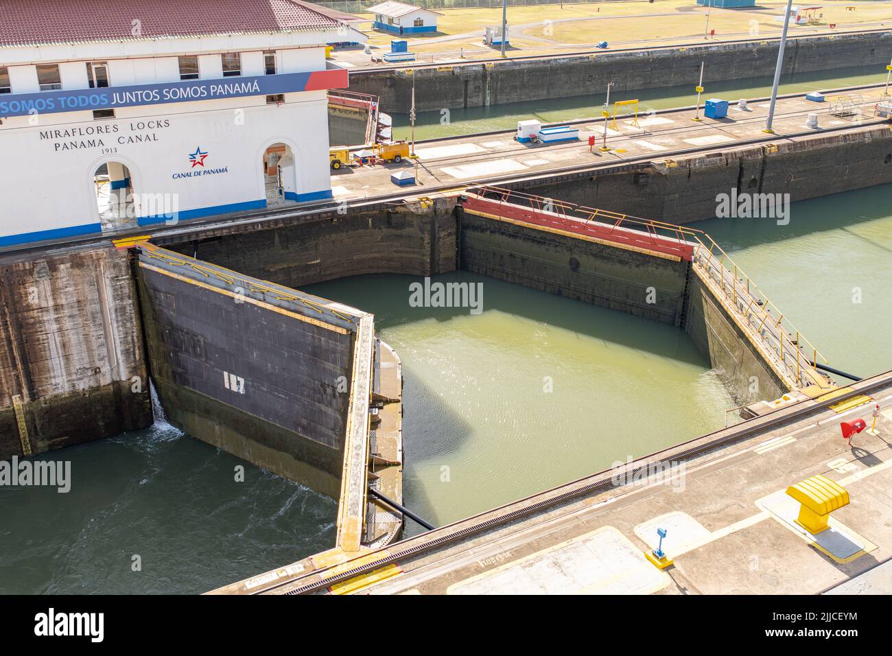 Écluses de Miraflores dans le canal de Panama, Panama Banque D'Images