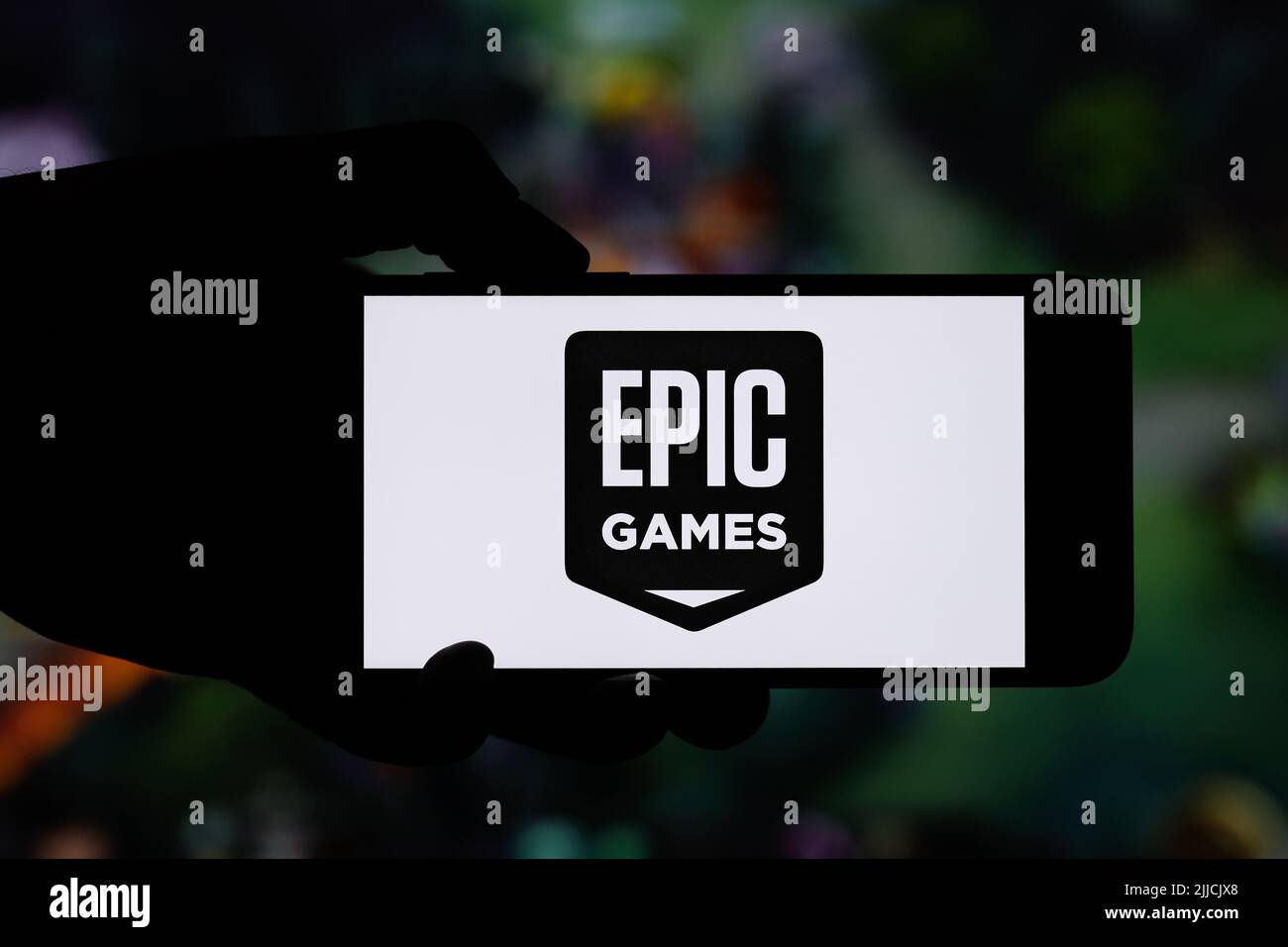 Epic Games éditorial. Photo d'illustration pour les nouvelles d'Epic Games - un développeur et éditeur américain de jeux vidéo et de logiciels Banque D'Images