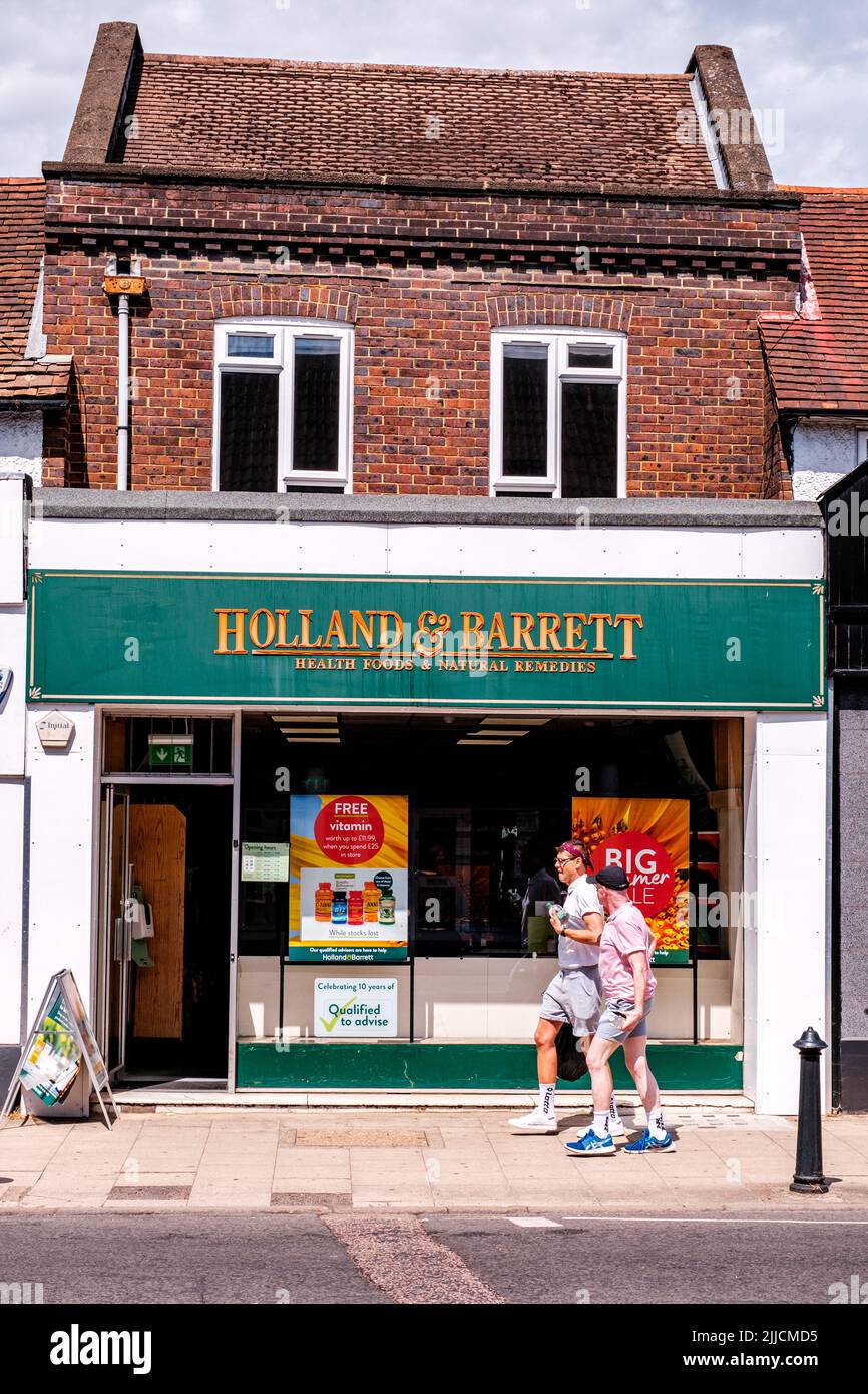 Dorking Surrey Hills London Royaume-Uni, 24 juillet 2022, pays-Bas et Barrett High Street Health Food Retail Chain Banque D'Images