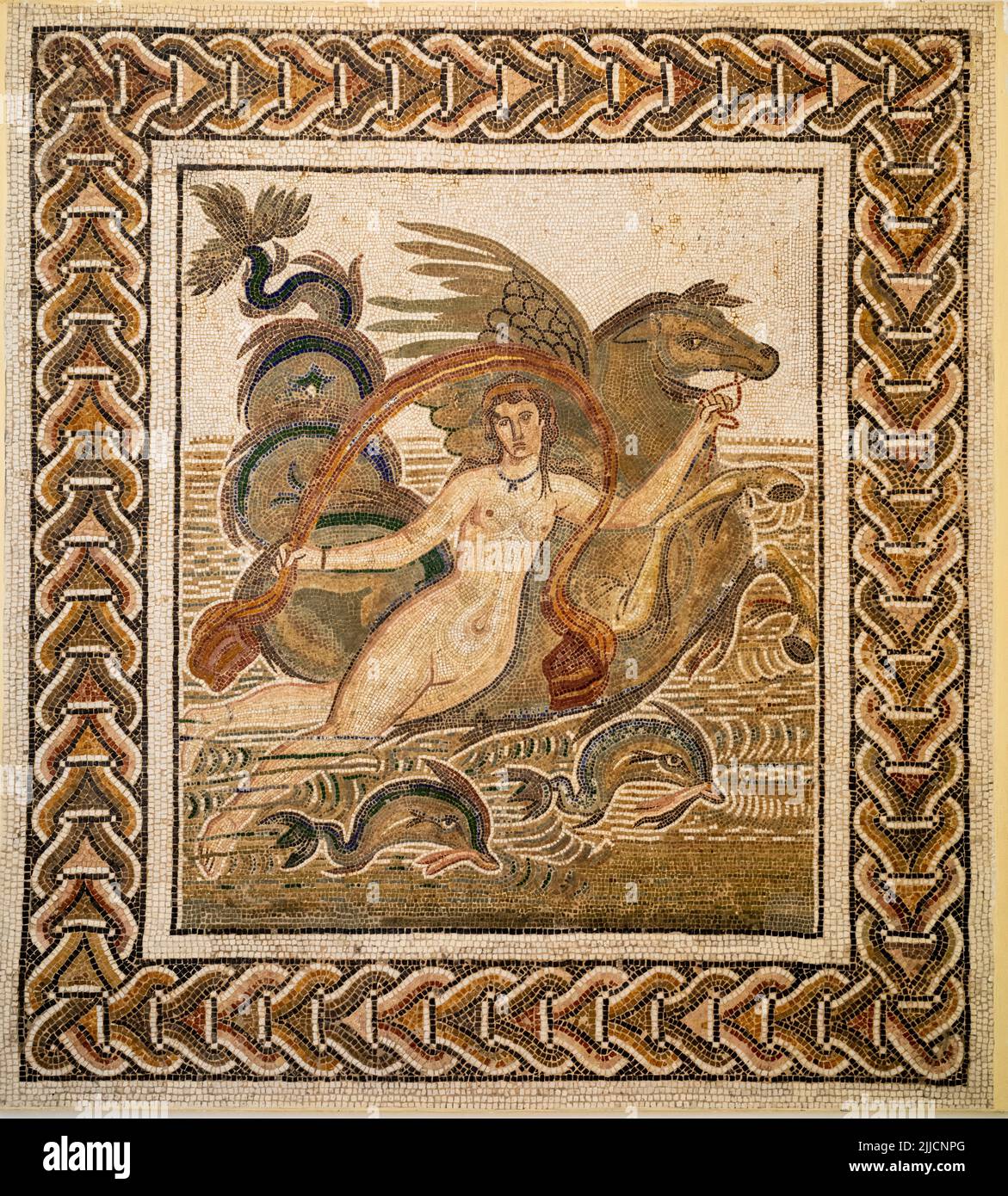 Une mosaïque romaine datant de 3rd ans exposée au musée archéologique d'El Jem en Tunisie. Banque D'Images