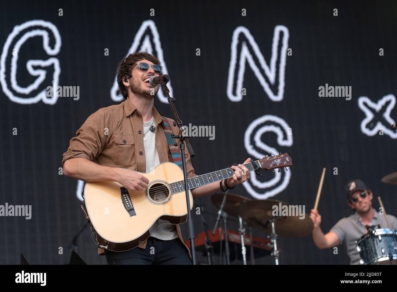 Bergen, Norvège. 22nd, juillet 2022. Le chanteur et compositeur australien Morgan Evans interprète un concert à Plenen, Bergenhus Festning, à Bergen. (Photo: Gonzales photo - Jarle H. Moe). Banque D'Images