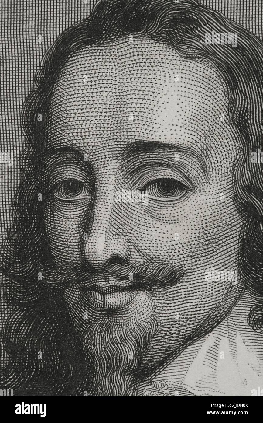 Charles I (1600-1649). Roi d'Angleterre et d'Écosse (1625-1649). Portrait. Gravure. Détails. 'Historia Universal', par César Cantú. Volume V. 1856. Banque D'Images