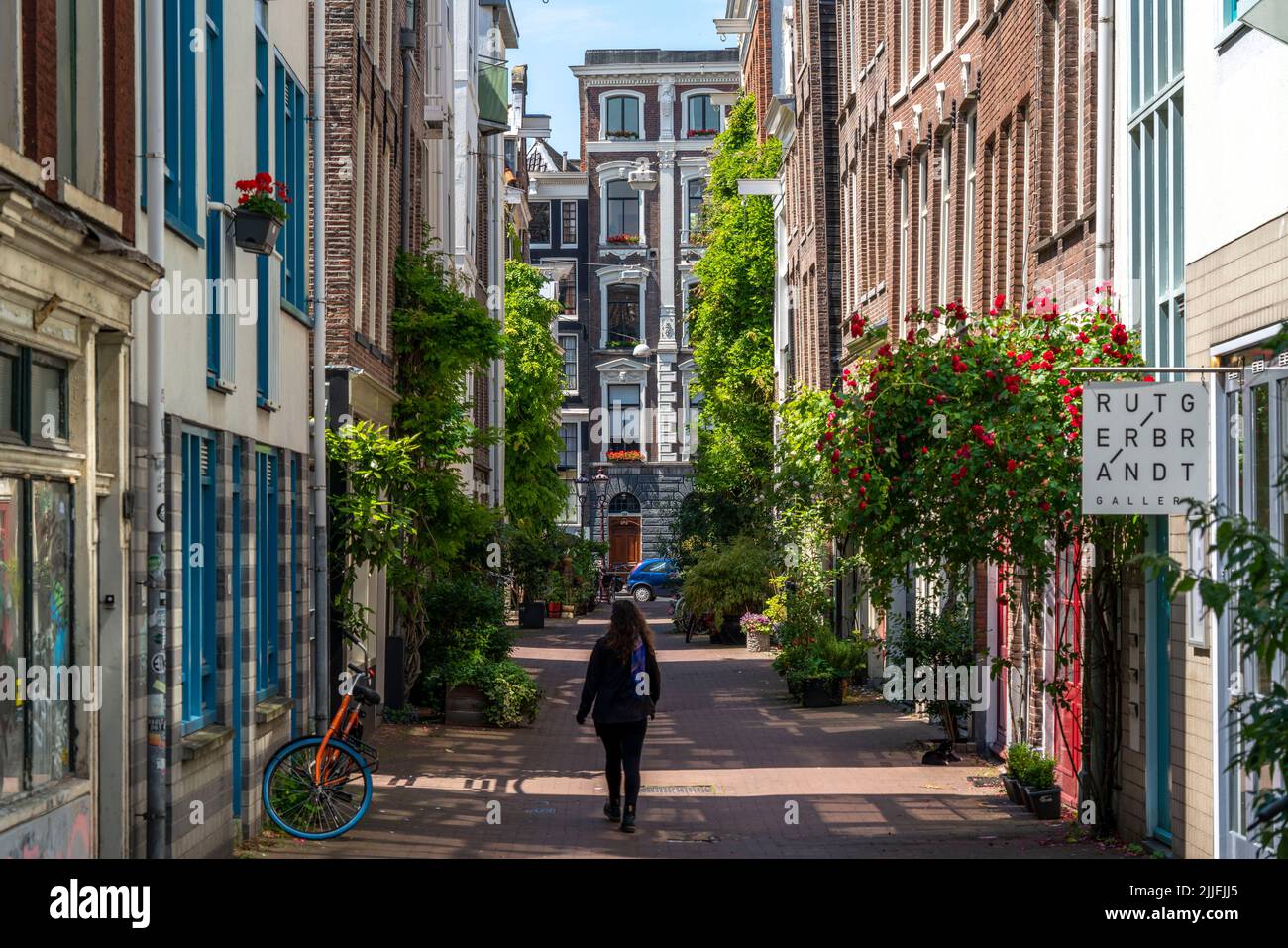 Ruelle étroite dans la vieille ville, Canal Belt, Bethanienstraat, Amsterdam, Netherlandsde, Banque D'Images