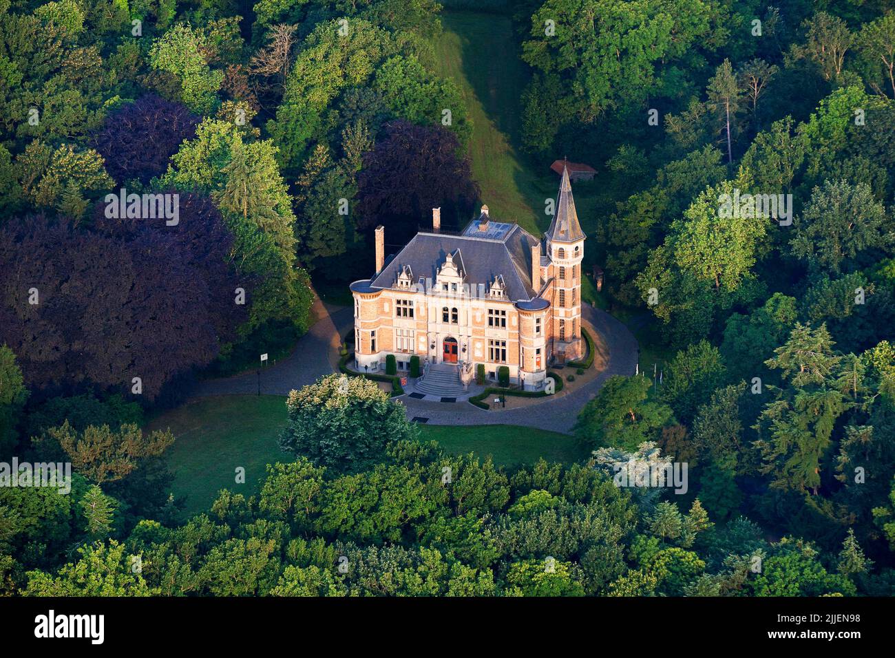 Château de Blankaart, vue aérienne, Belgique, Flandre, Diksmuide Banque D'Images