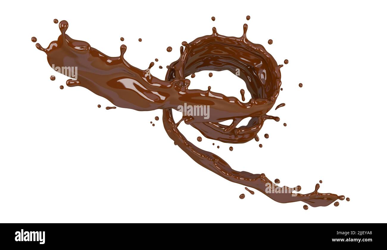 illustration 3d de la projection de chocolat sur fond blanc avec découpe chemin Banque D'Images