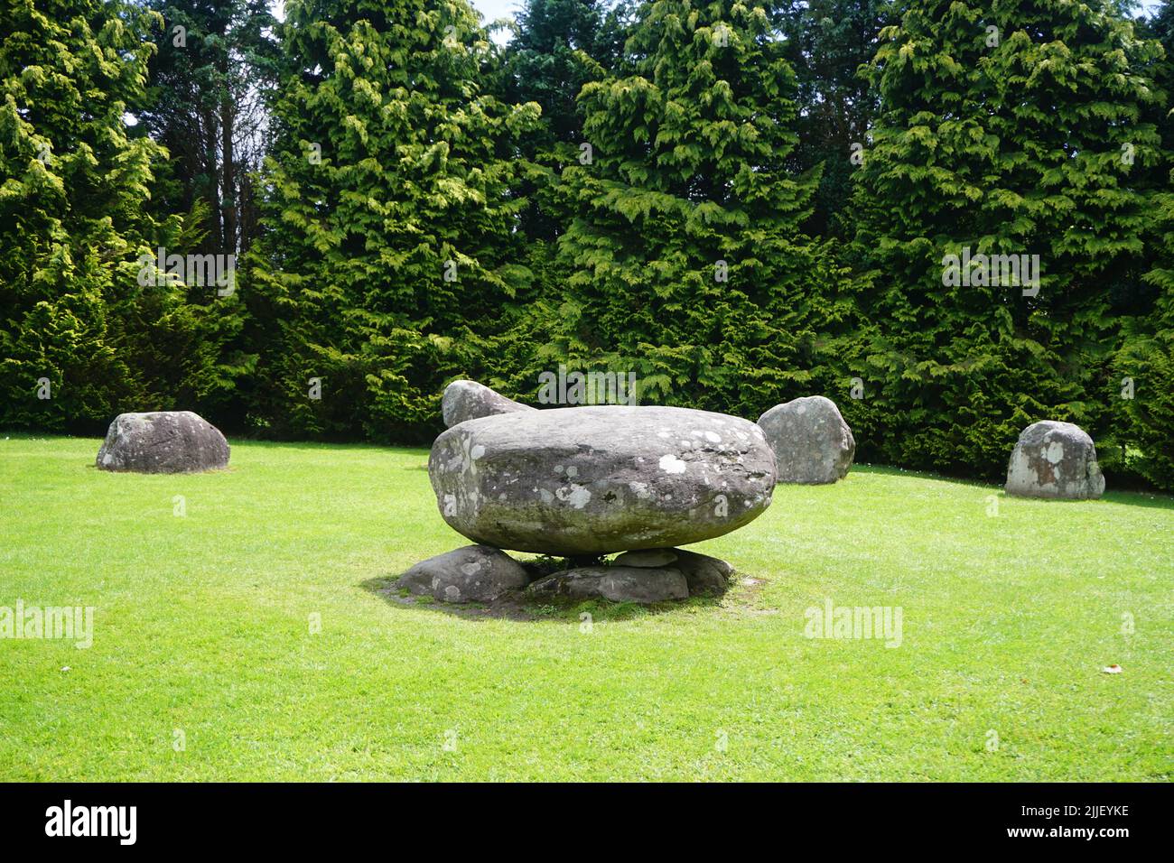 Kenmare, Co. Kerry, Irlande : le cercle de pierres Kenmare d'âge de bronze est composé de 15 blocs. Au centre se trouve un Boulder-dolmen avec un grand capstone. Banque D'Images