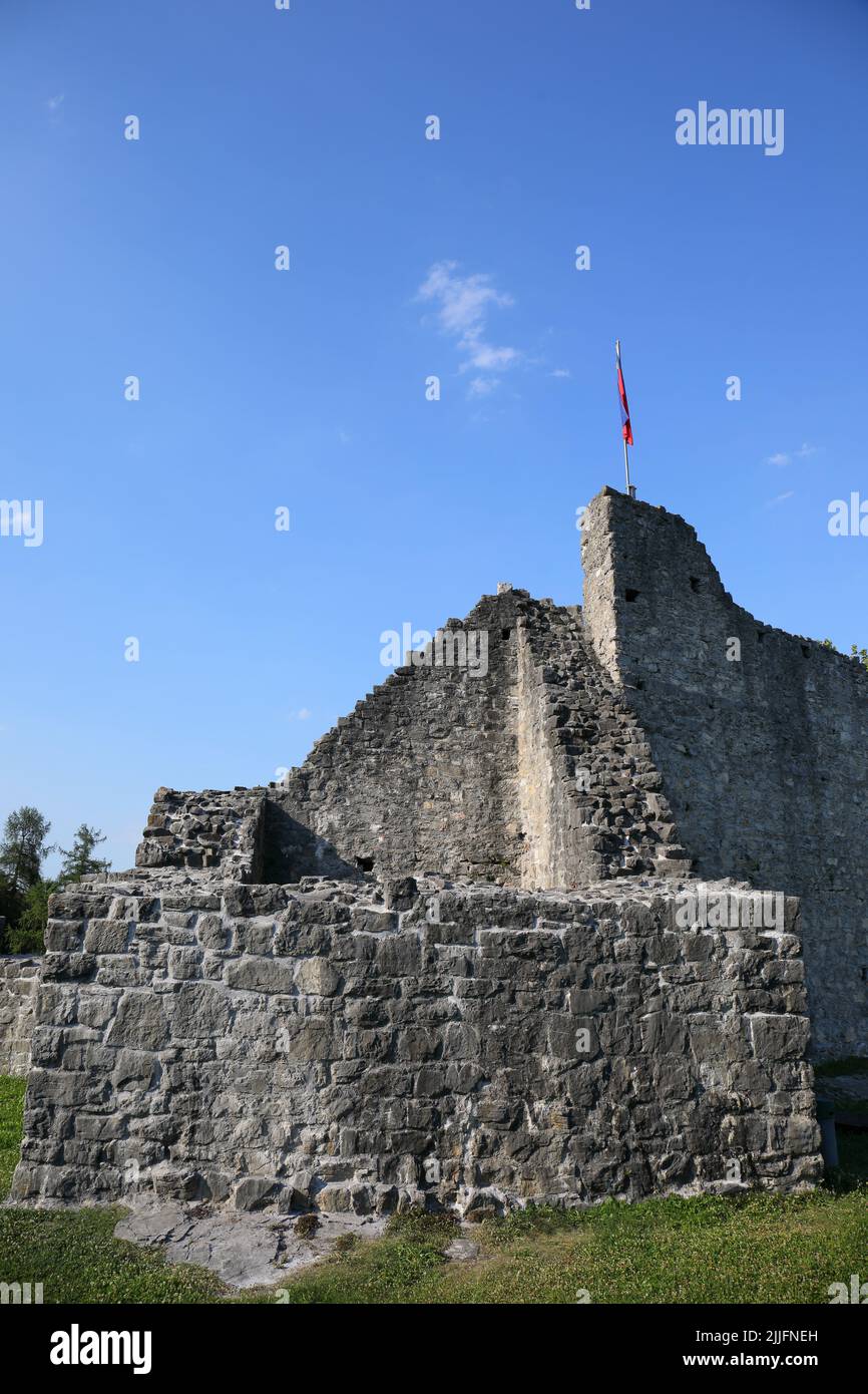 Le château d'Obere Burg est en ruines à Schellenberg, au Liechtenstein Banque D'Images