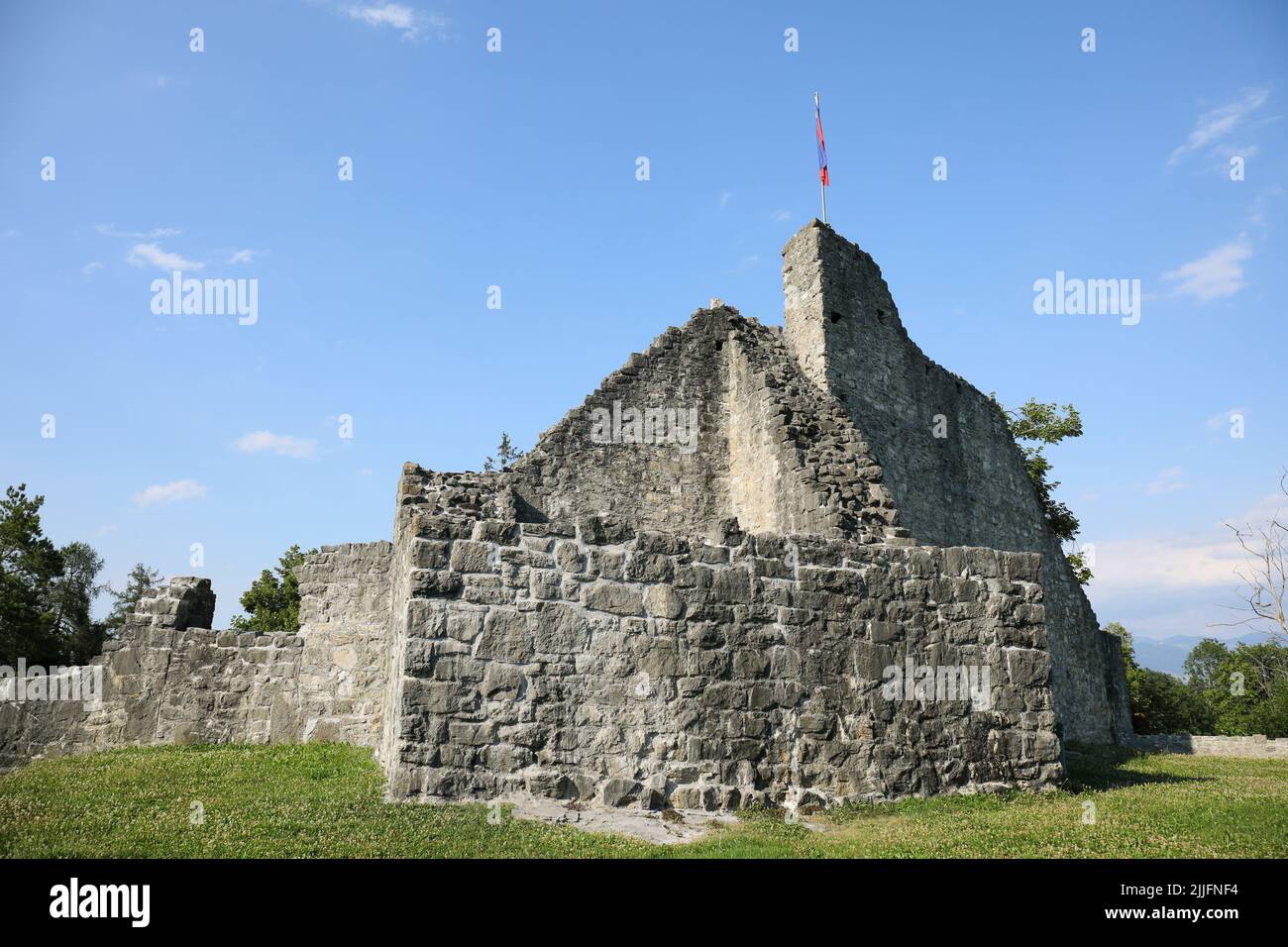 Le château d'Obere Burg est en ruines à Schellenberg, au Liechtenstein Banque D'Images