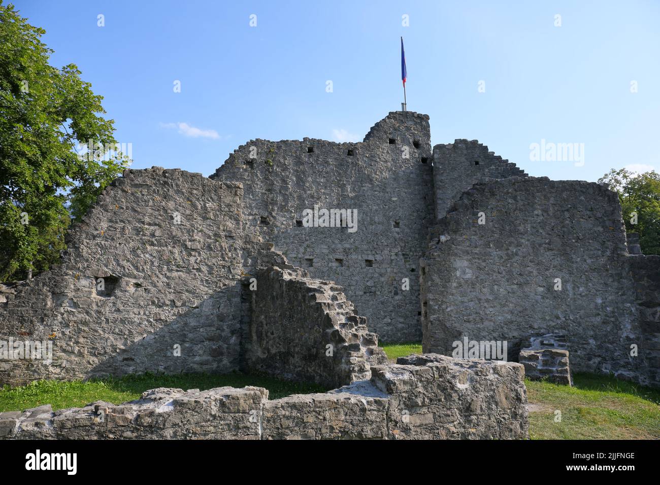 Le château d'Obere Burg est en ruines à Schellenberg, au Liechtenstein Banque D'Images