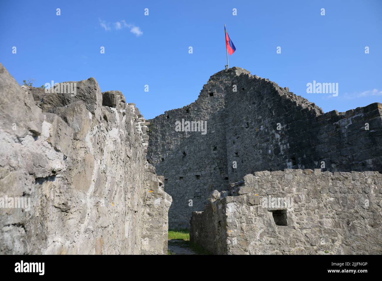 Le château d'Obere Burg est en ruines à Schellenberg, au Liechtenstein Banque D'Images