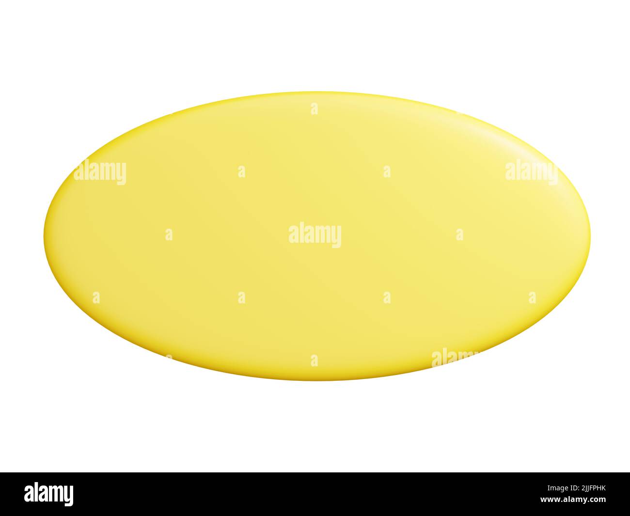 Plaque de bannière 3D rendu - plaque ovale jaune avec espace vide pour le texte pour la promotion et l'affiche publicitaire. Banque D'Images