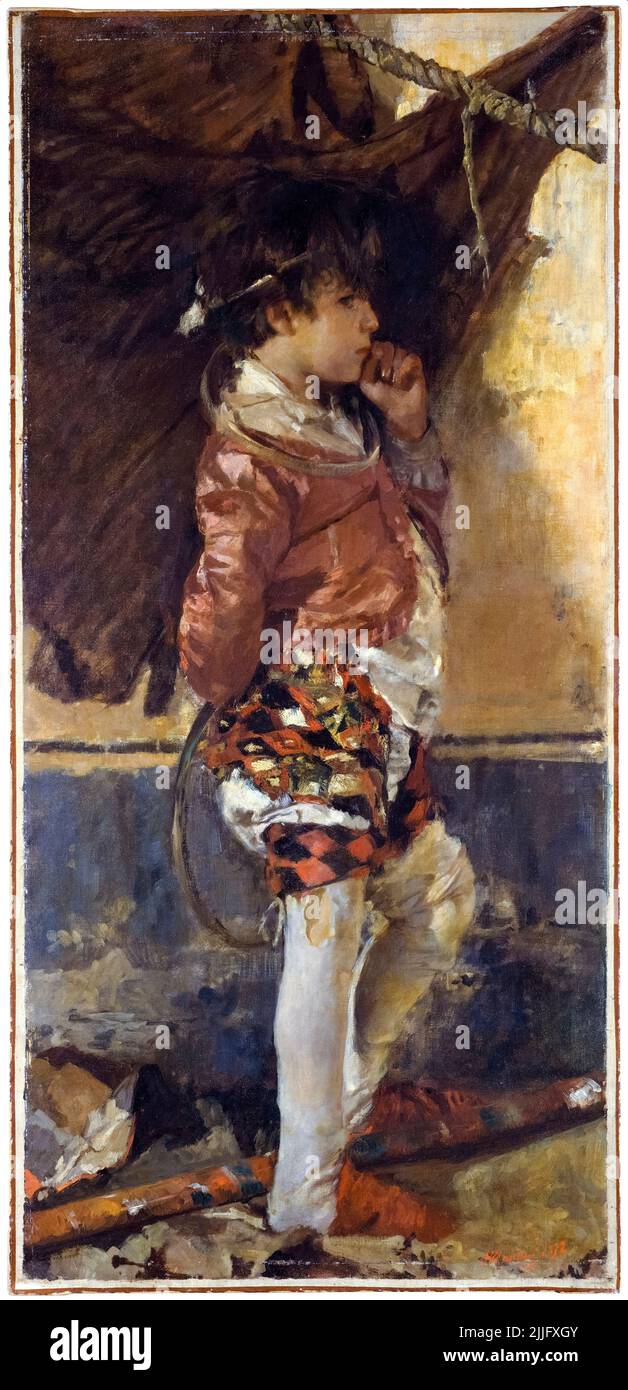 Antonio Mancini, Un garçon de cirque, peinture à l'huile sur toile, 1872 Banque D'Images