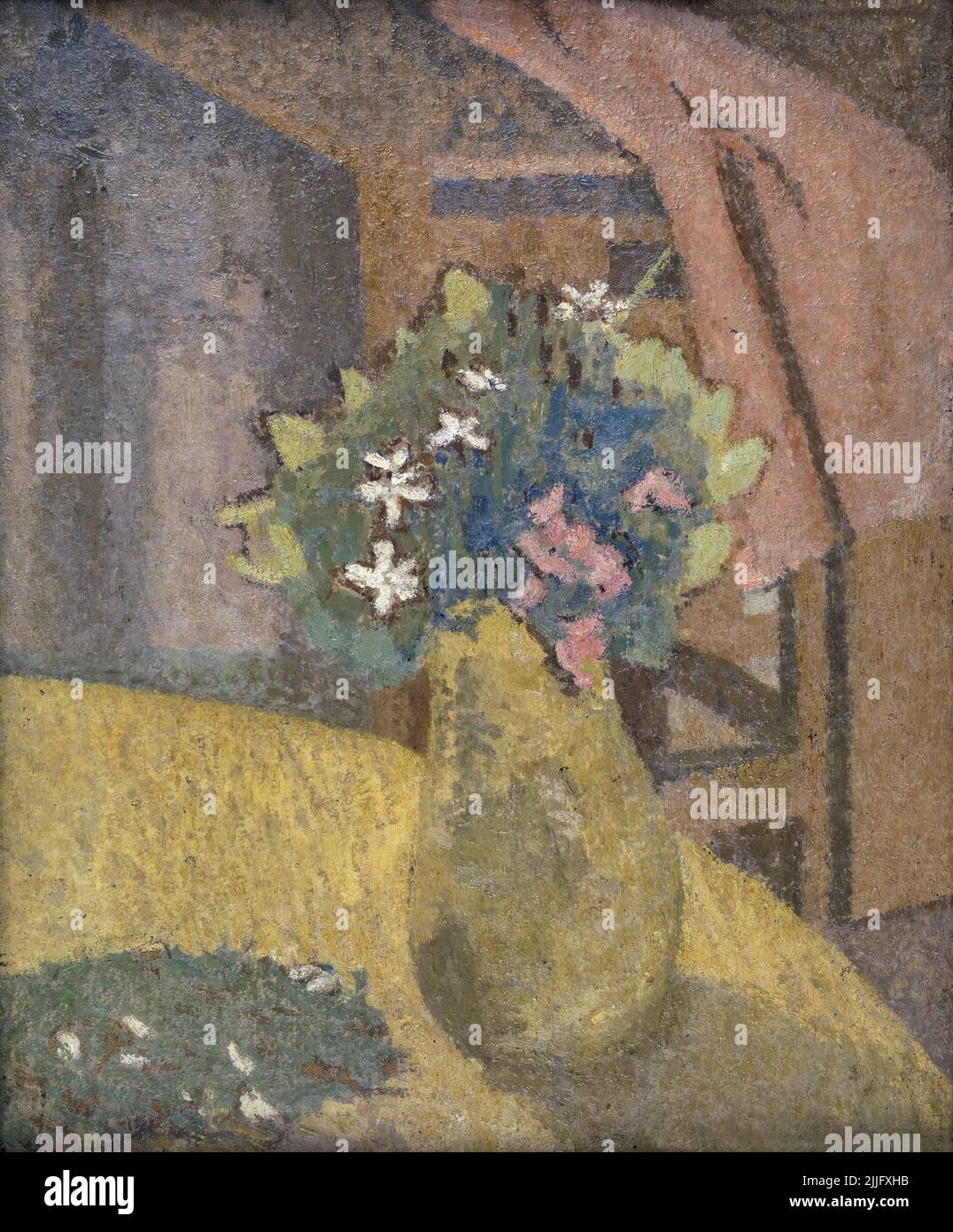 Gwen John Still Life Painting, vase de fleurs, huile à bord, 1910-1919 Banque D'Images