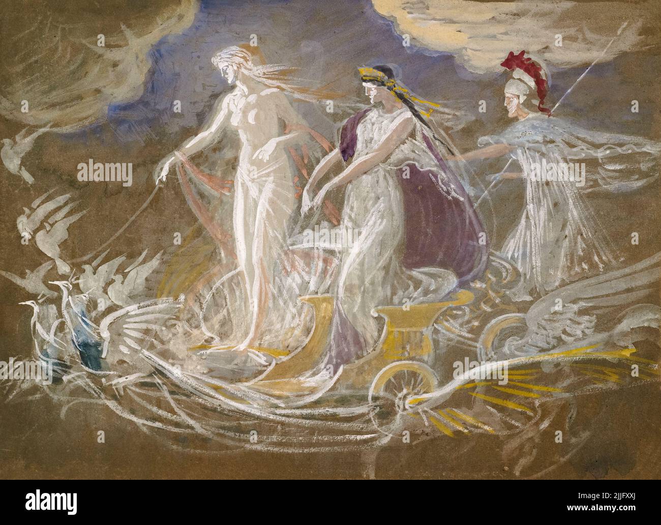 Trois Déesses, peint en aquarelle et gouache par Walter Crane, avant 1915 Banque D'Images