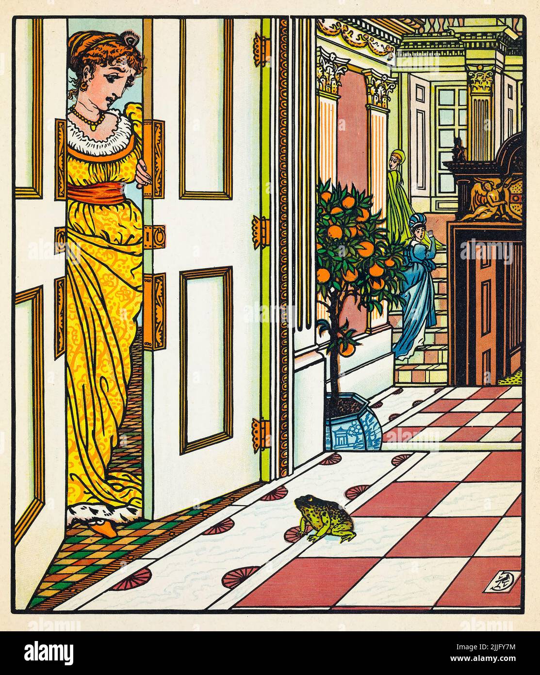Walter Crane, The Frog Prince, illustration du livre pour enfants 1874 Banque D'Images