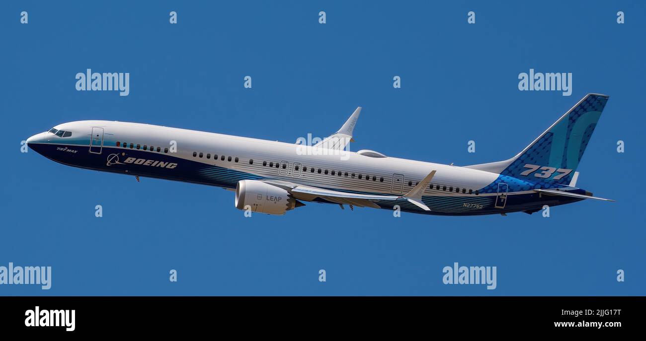 Boeing 737 Max 10 en profil de vol Banque D'Images