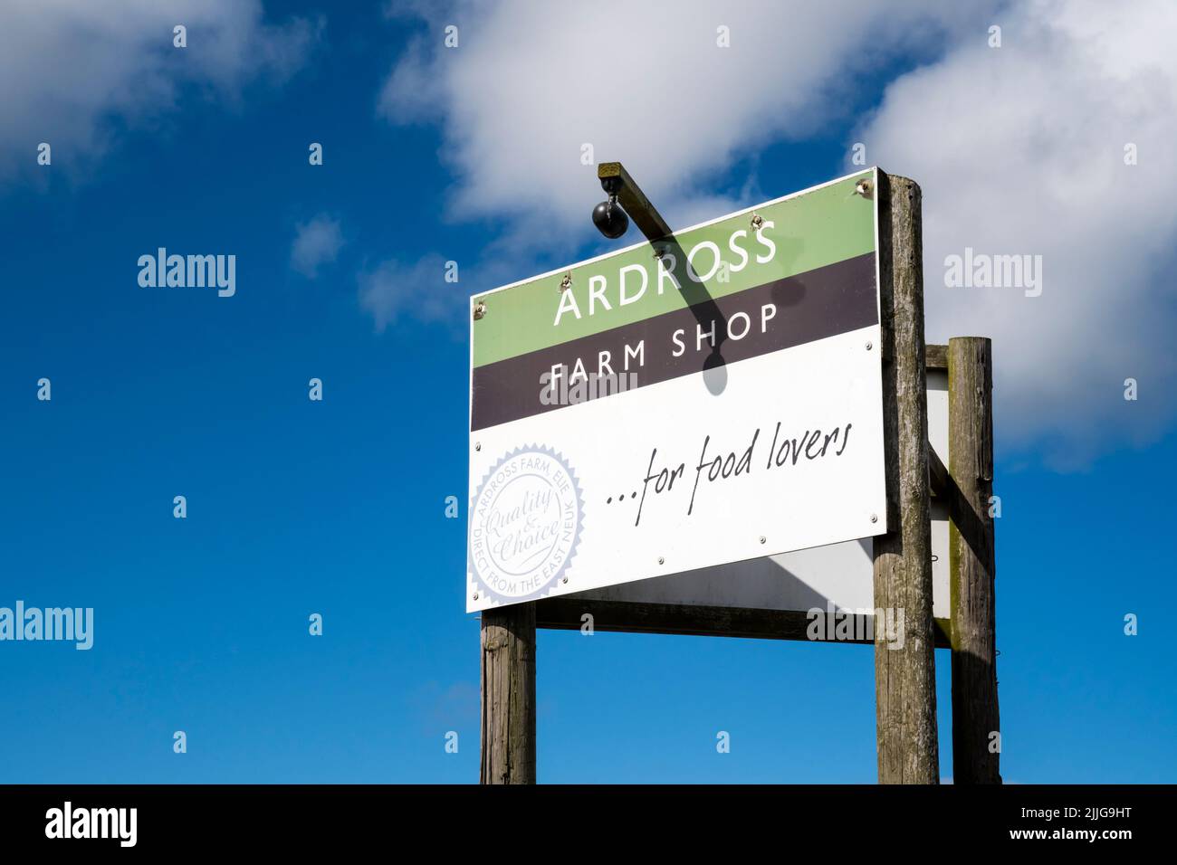 Panneau pour Ardross Farm Shop à Fife, Écosse. Banque D'Images