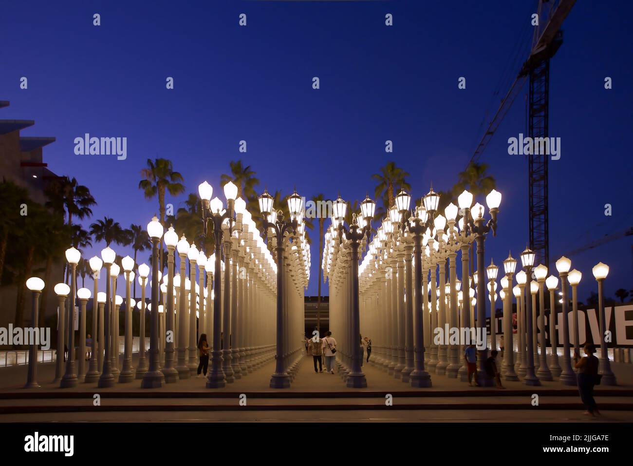 Exposition de lumière urbaine par Chris Burden au Los Angeles County Museum of Art Banque D'Images