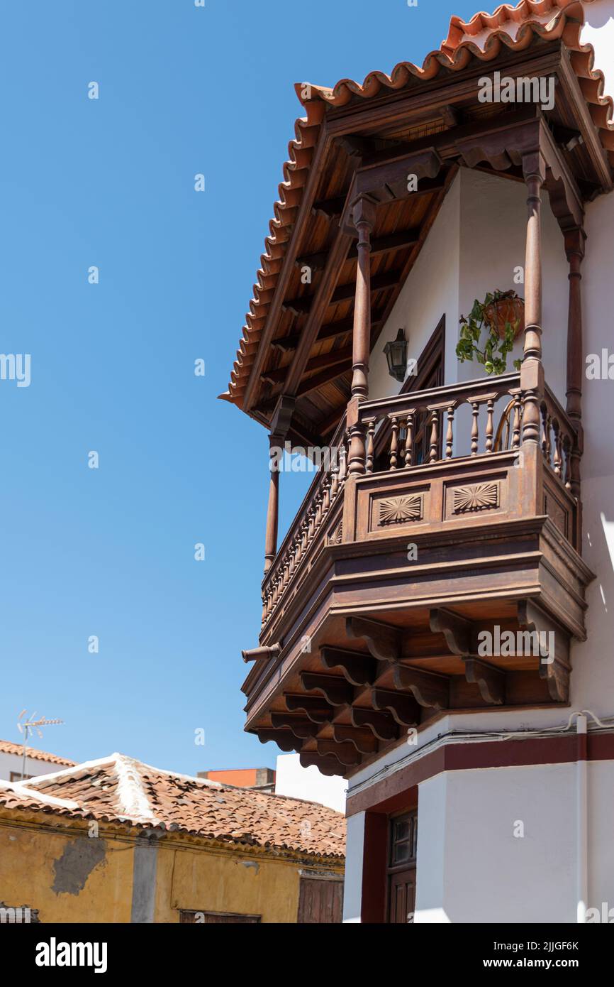Balkon aus Holz in Garachico auf Tenerife Banque D'Images
