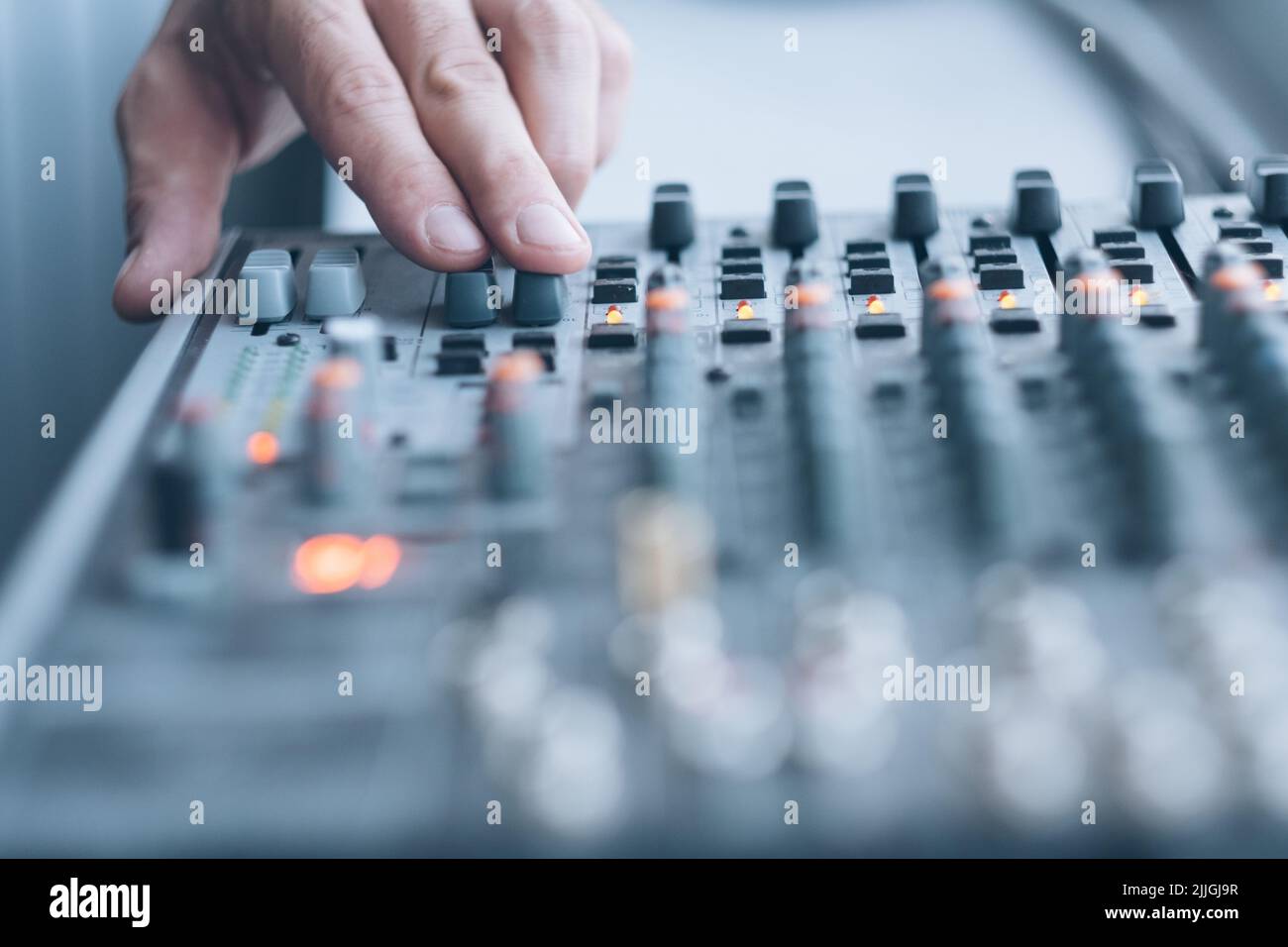 enregistrement sonore studio mixage audio régler les effets Banque D'Images