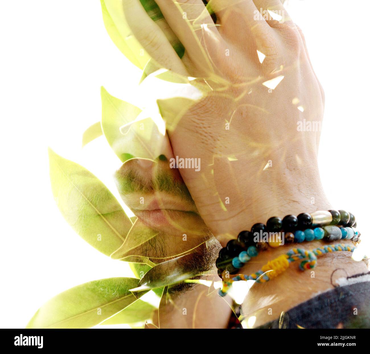 Devenir un avec tout. Double exposition Banque D'Images