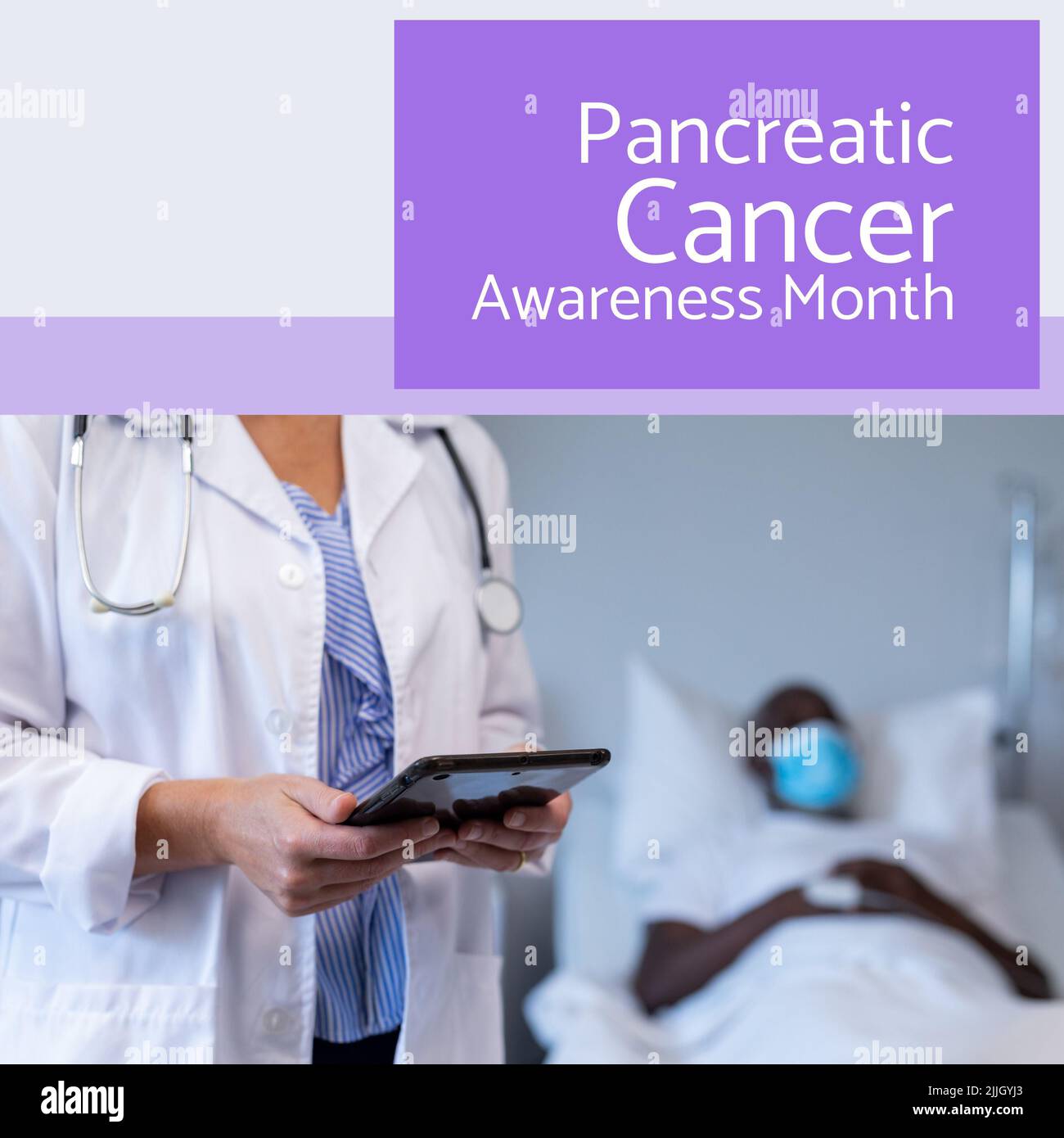 Composition du texte du mois de sensibilisation au cancer du pancréas avec divers médecins et patients Banque D'Images
