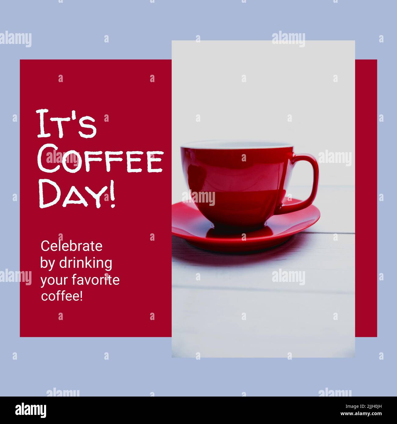 Image de la journée du café sur une tasse de café rouge Banque D'Images