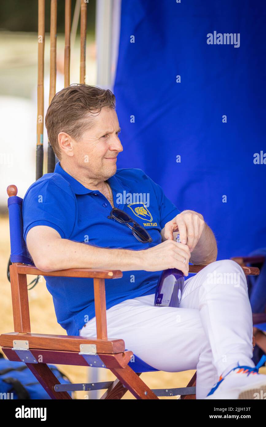 Andrey Borodin, banquier russe, lors de la finale de la coupe d'or au Cowdray Park Polo Club, où son équipe, Park place, a battu Dubaï en une finale palpitante. Borodin est Banque D'Images